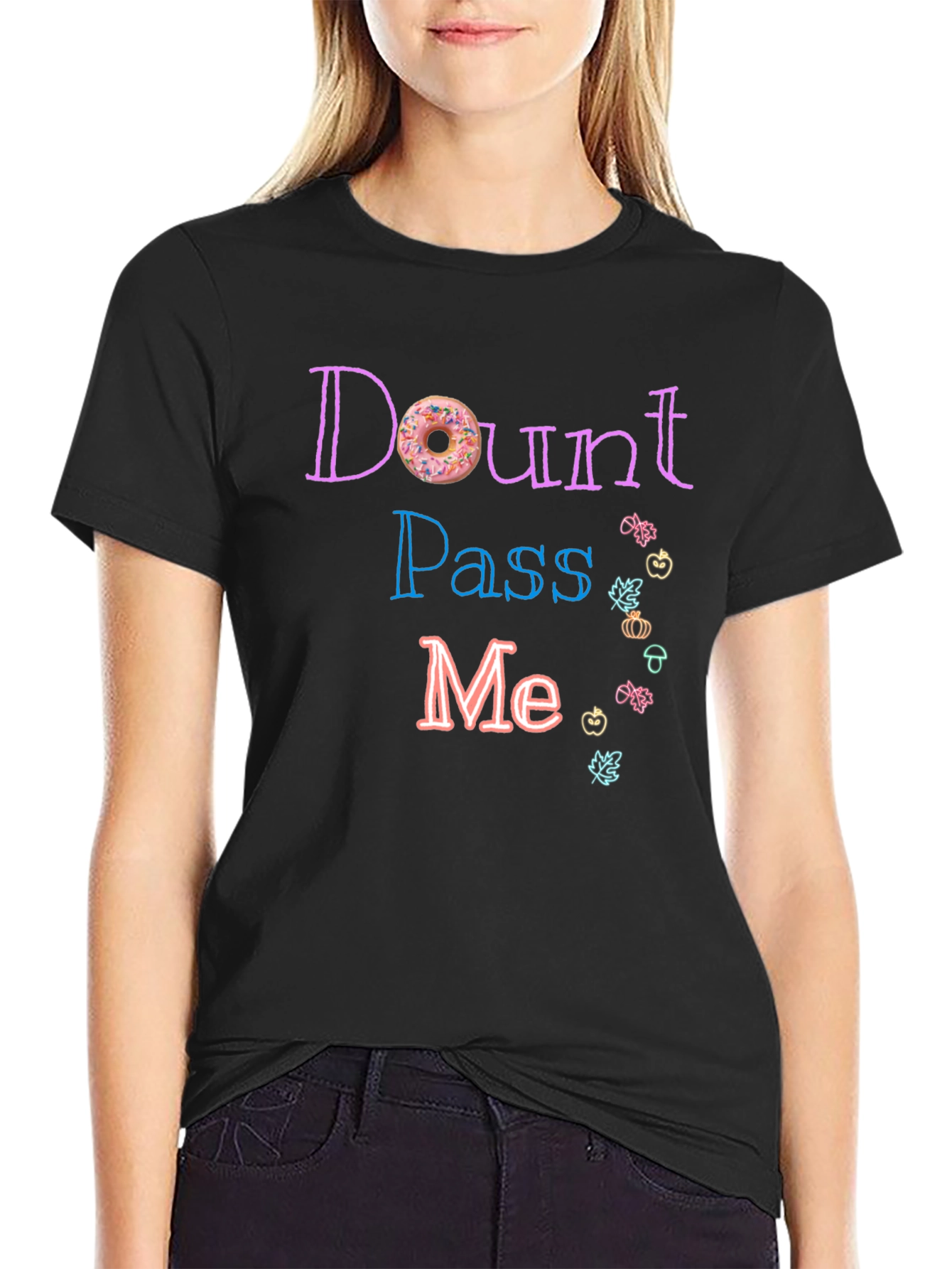 Black Donut Pass Me T-Shirt - Funny Foodie Tee view 2