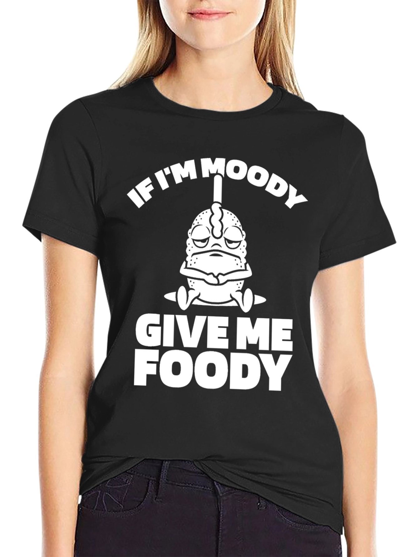 Black Moody Foody T-Shirt - Funny Foodie Tee view 2