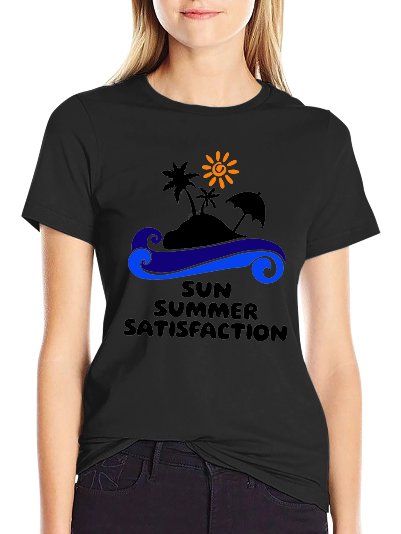 Black Summer Satisfaction Black Graphic T-Shirt view 2