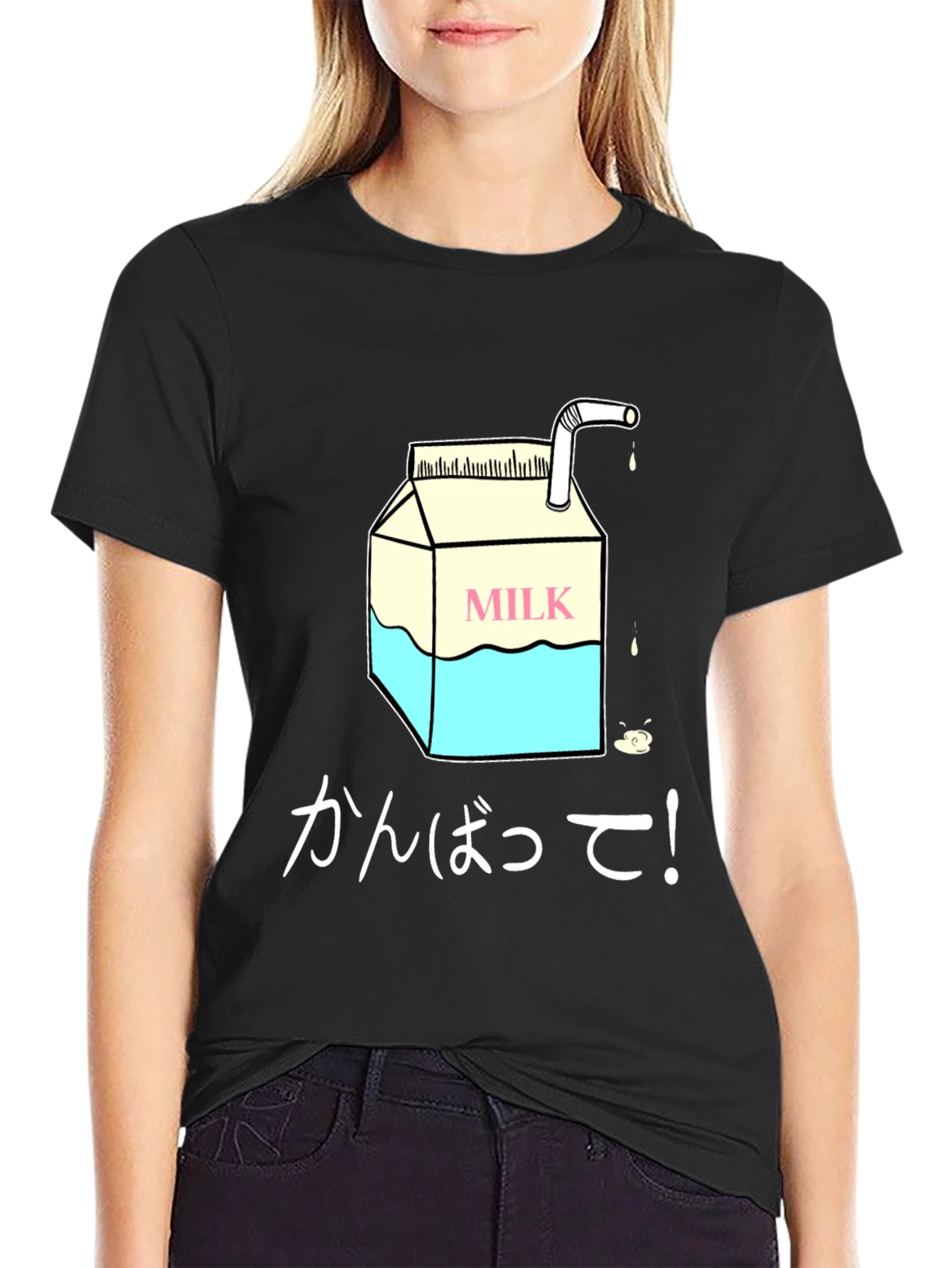 Black Milk Carton Graphic Tee - Japanese Text Design view 2