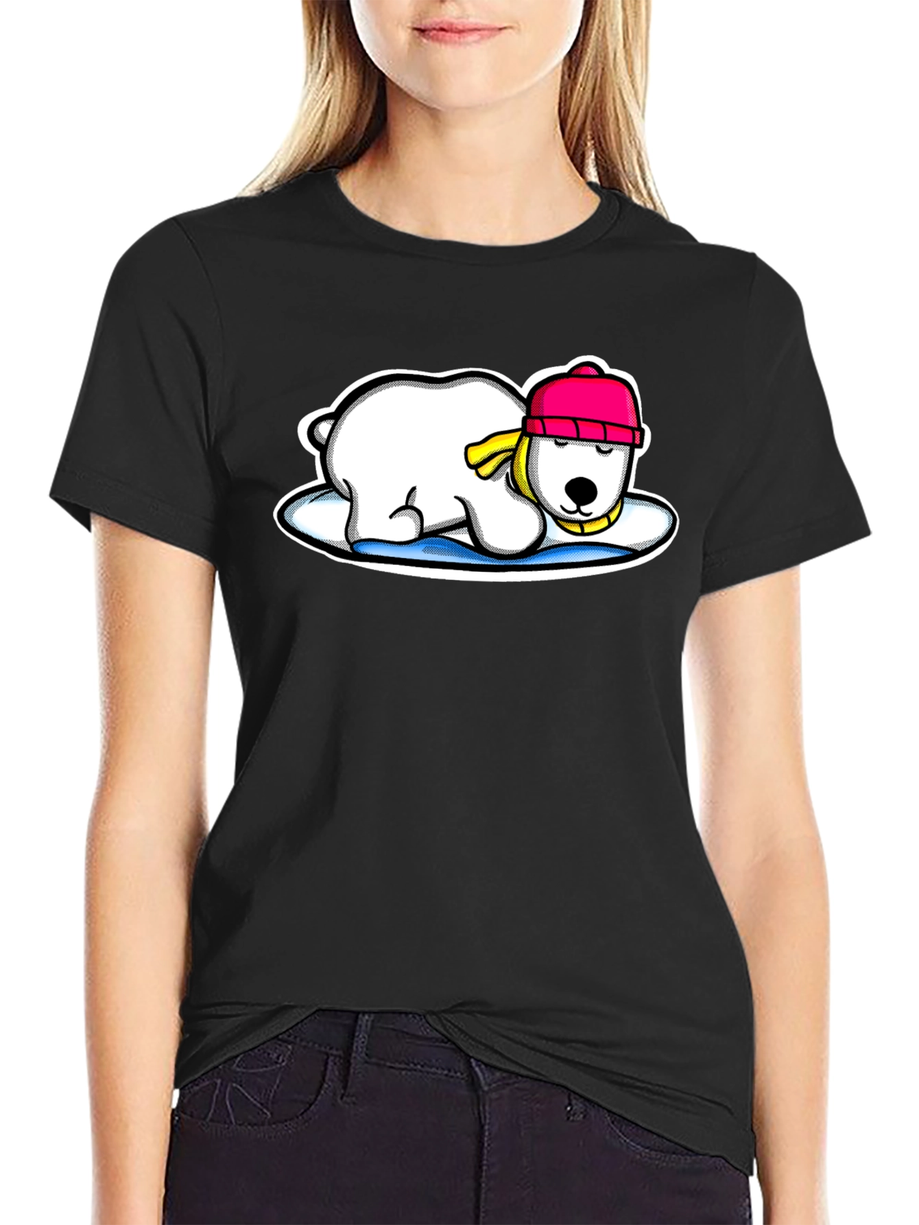 Black Polar Bear Graphic Tee - Cute Winter Style view 2