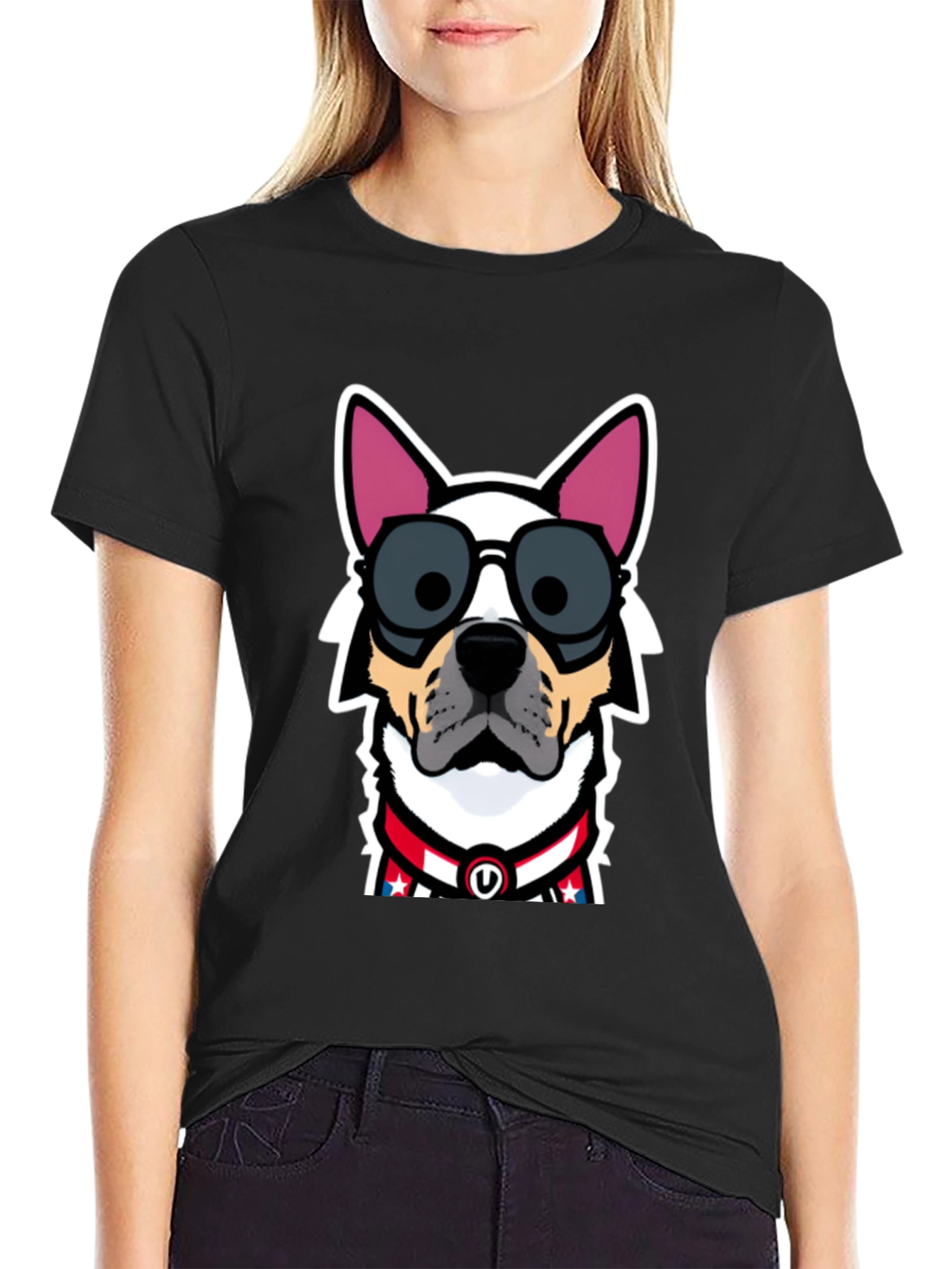 Black Cool Dog Graphic Tee - Patriotic Pup view 2