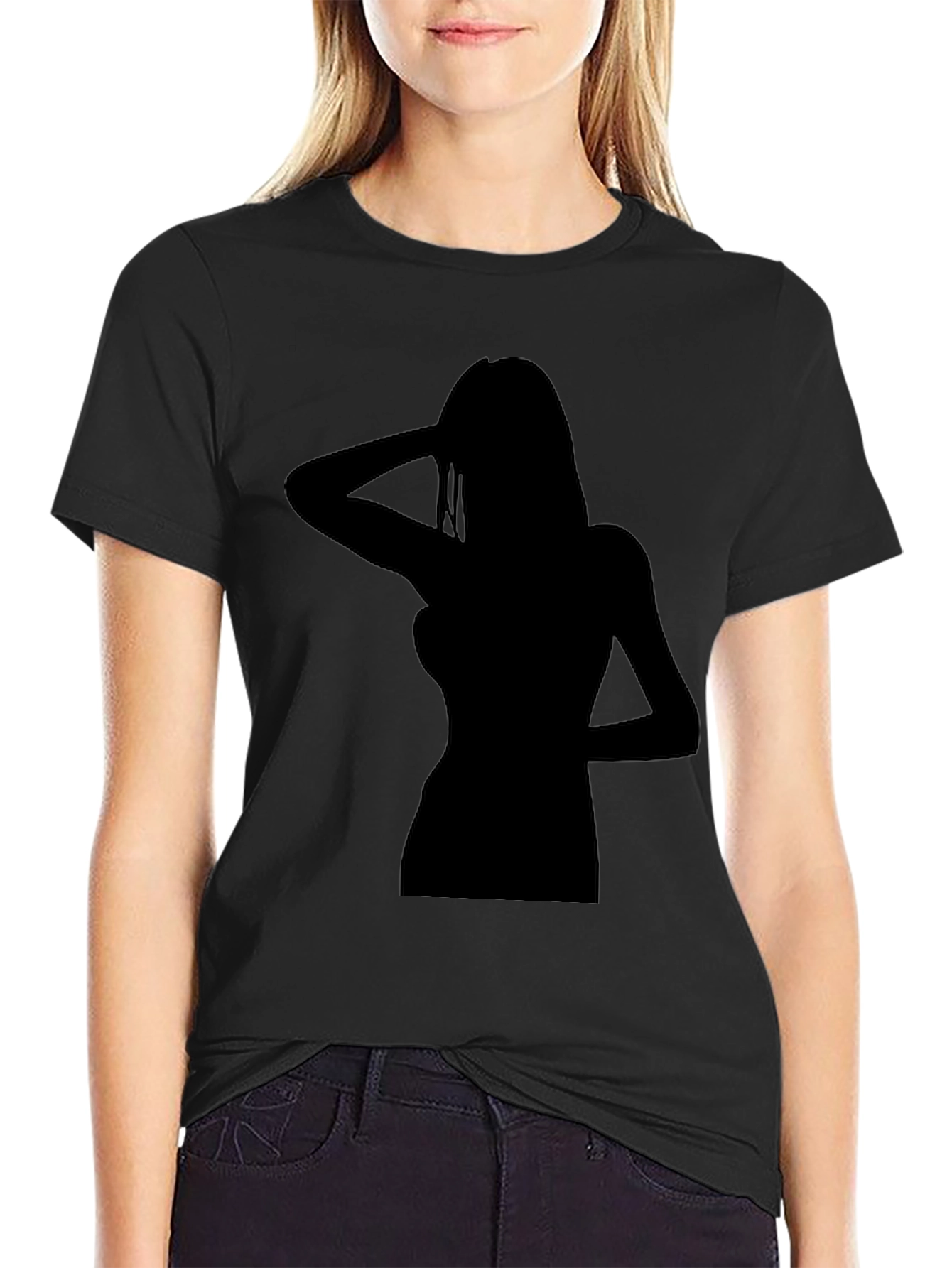 Black Silhouette Graphic Tee - Classic Black T-Shirt view 2