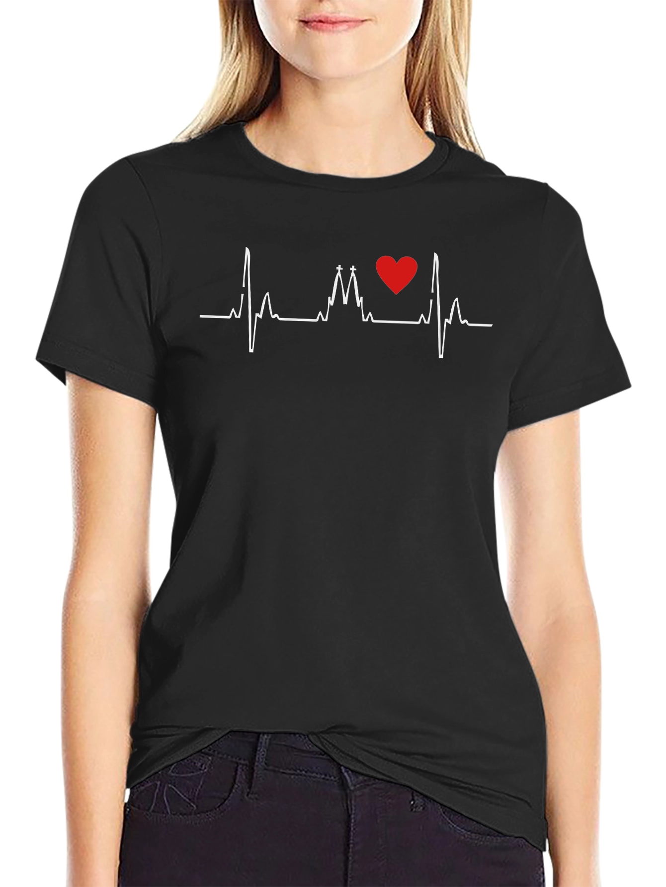 Black Heartbeat Church Love Graphic Tee view 2