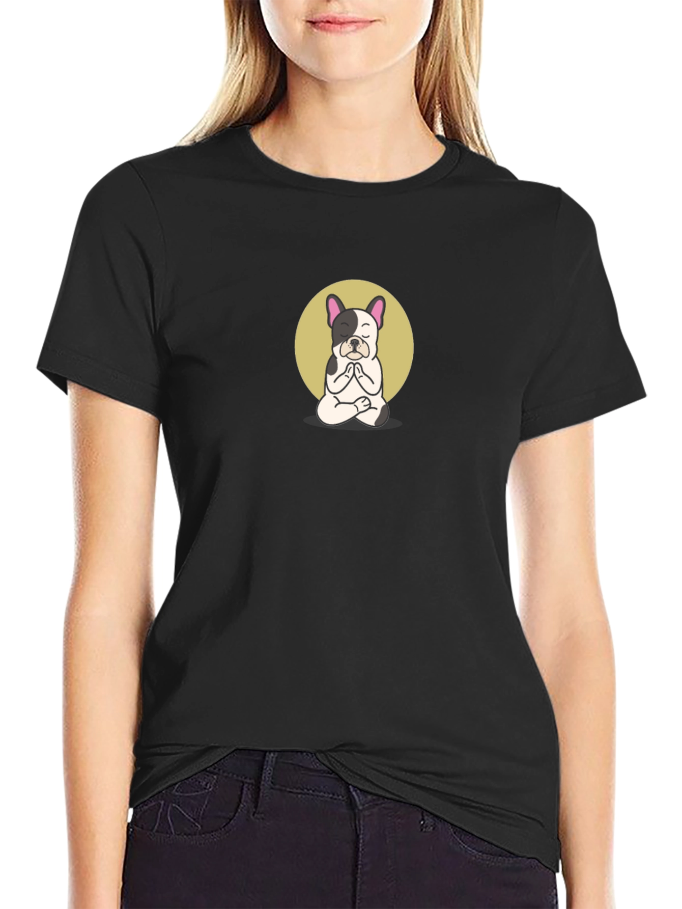 Black Meditating French Bulldog Graphic Tee view 2