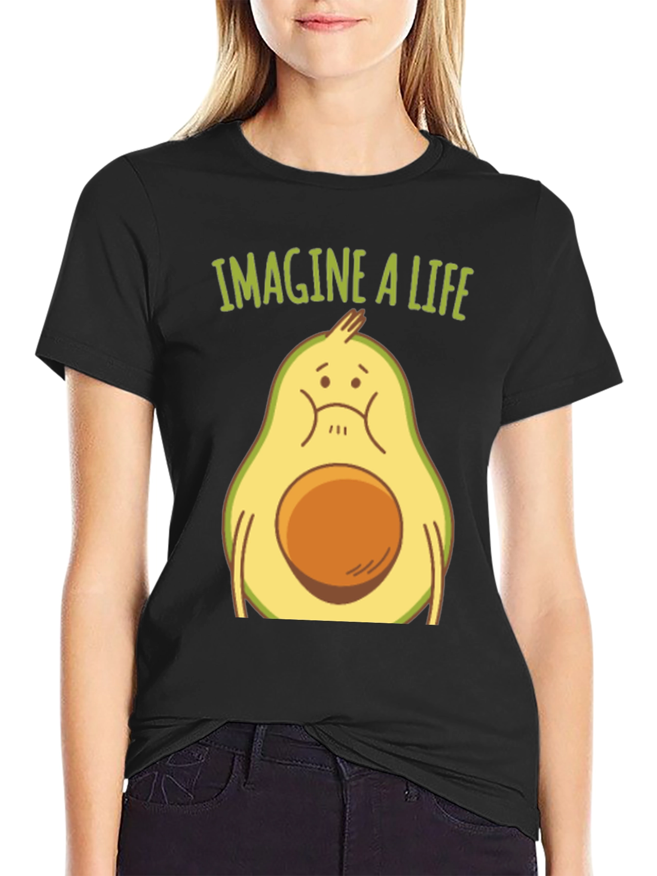 Black Imagine a Life Avocado Graphic Tee - Unisex view 2