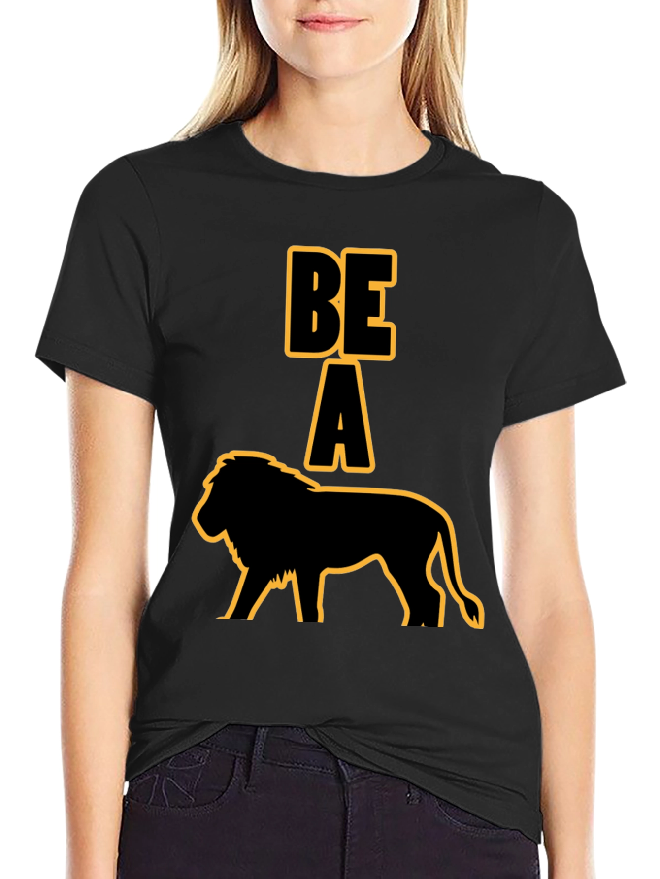 Black Be A Lion Graphic T-Shirt - Bold Statement Tee view 2