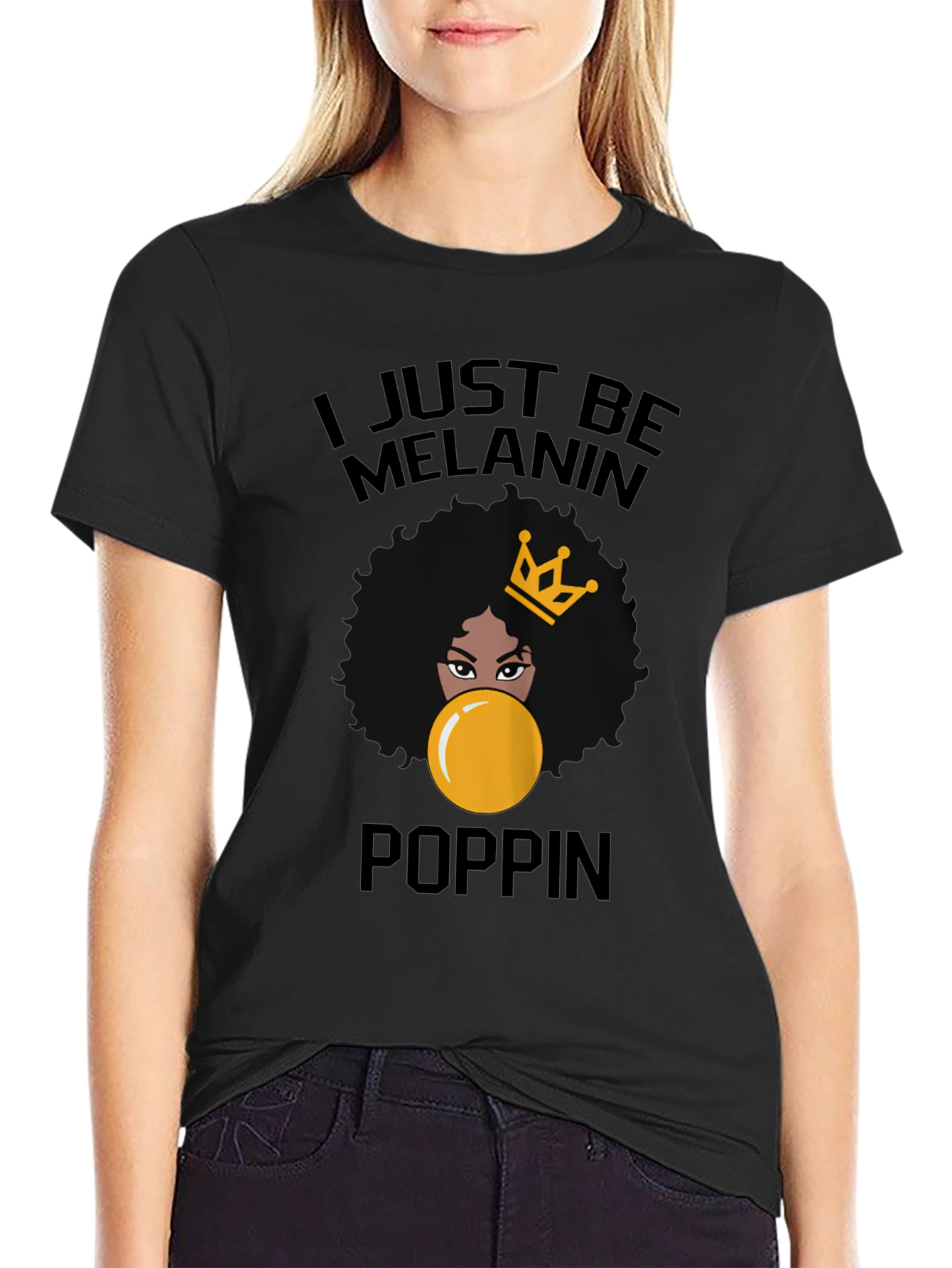 Black Melanin Poppin' Graphic Tee - Stylish Black T-Shirt view 2