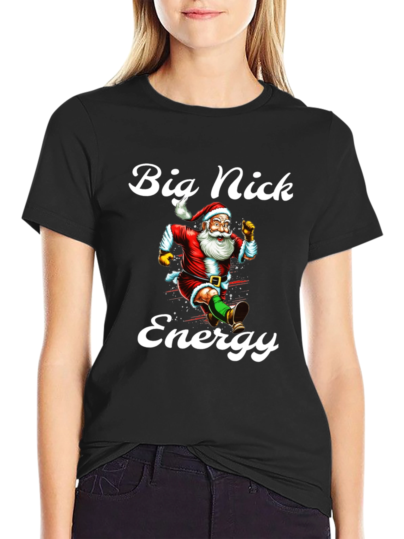 Black Big Nick Energy Santa T-Shirt view 2