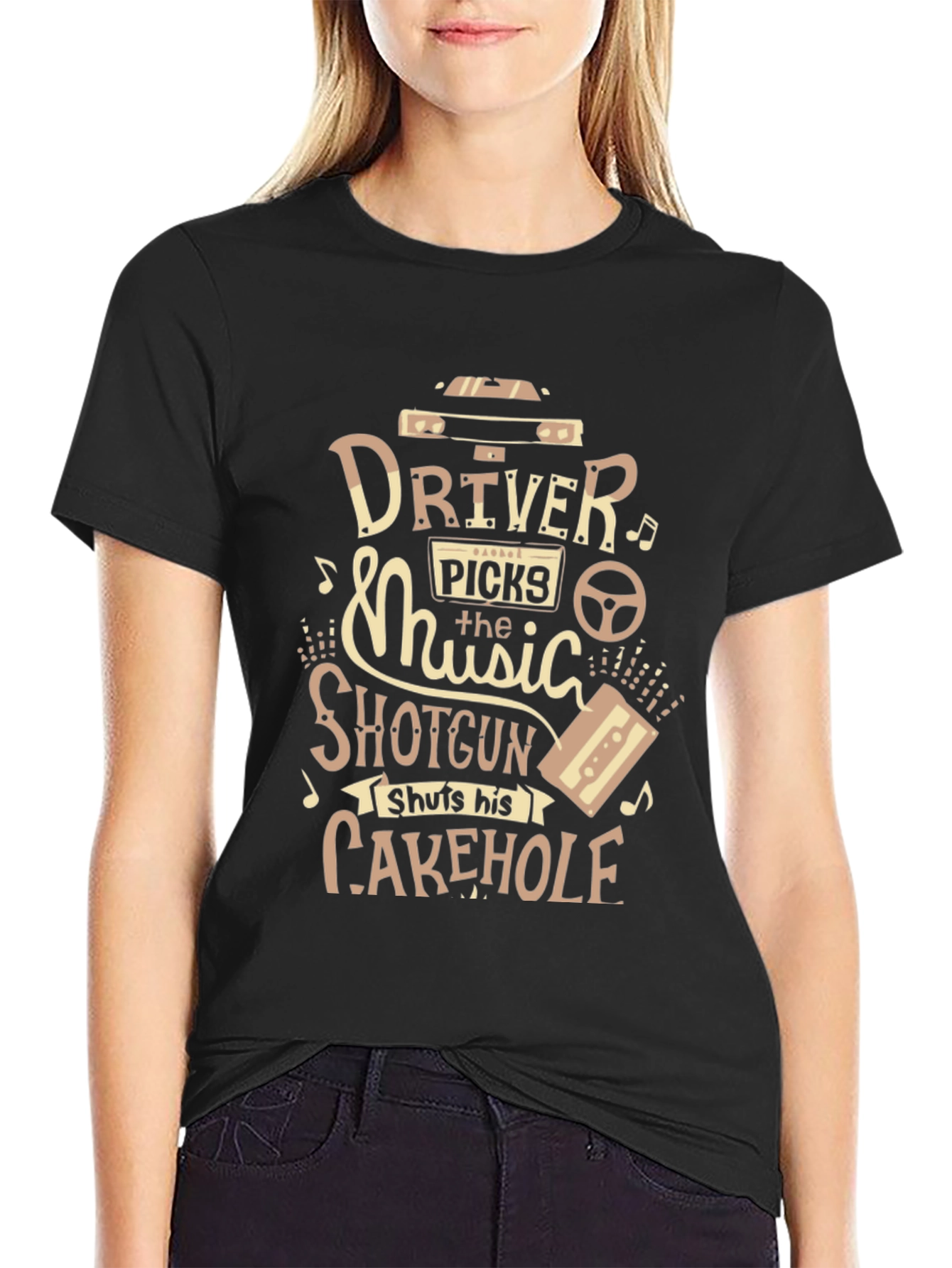 Black Driver Picks The Music Graphic T-Shirt view 2