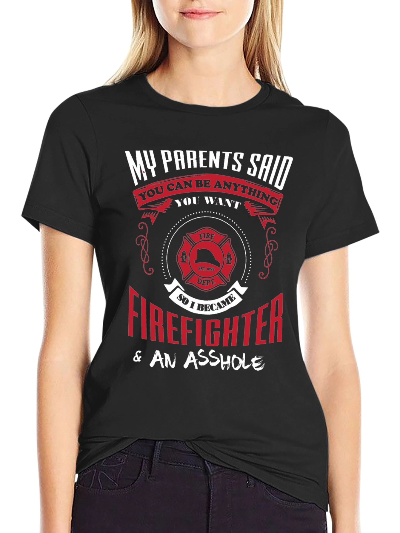 Black Firefighter & An Asshole T-Shirt view 2