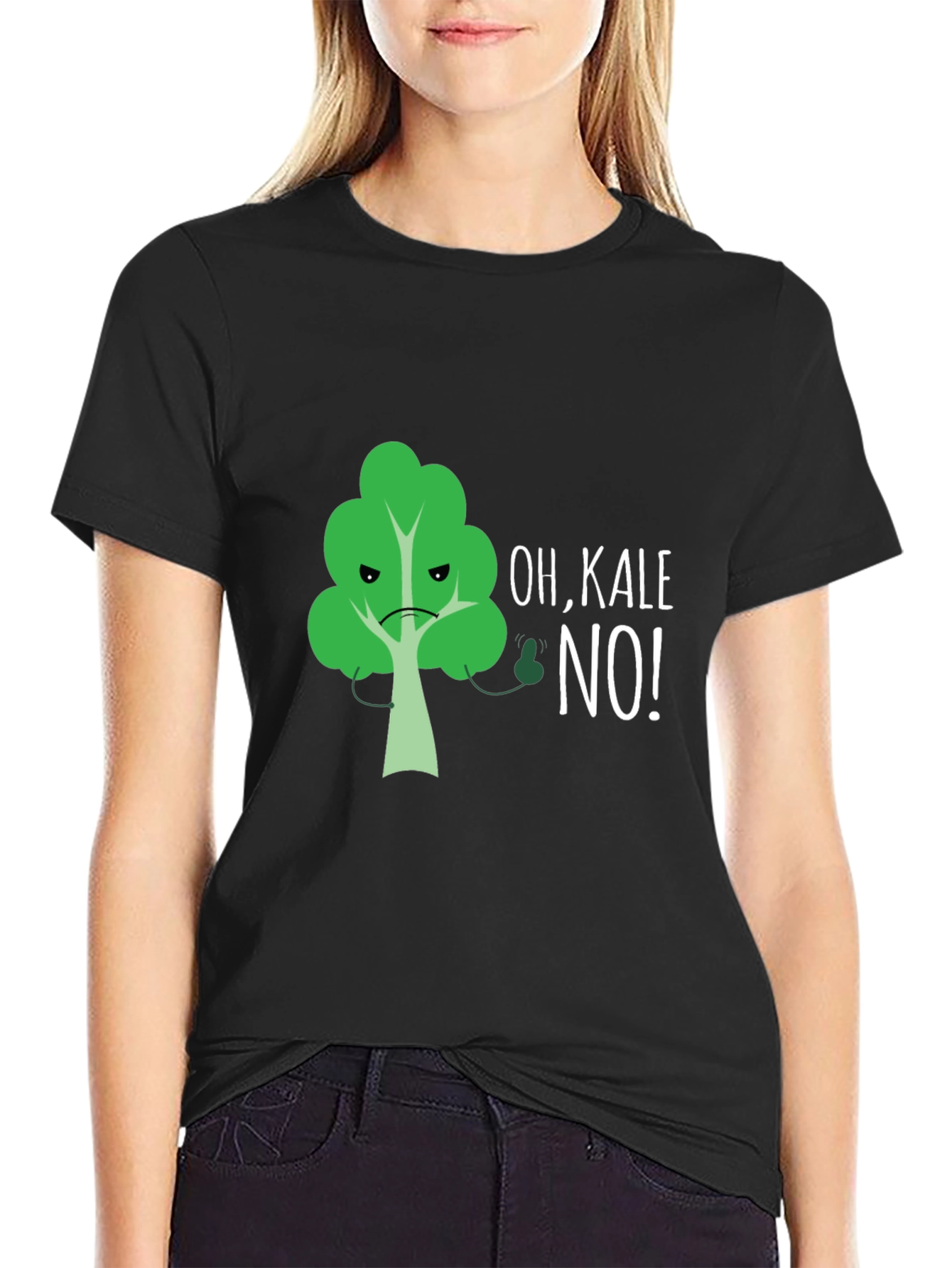 Black Oh, Kale No! Funny Graphic T-Shirt view 2
