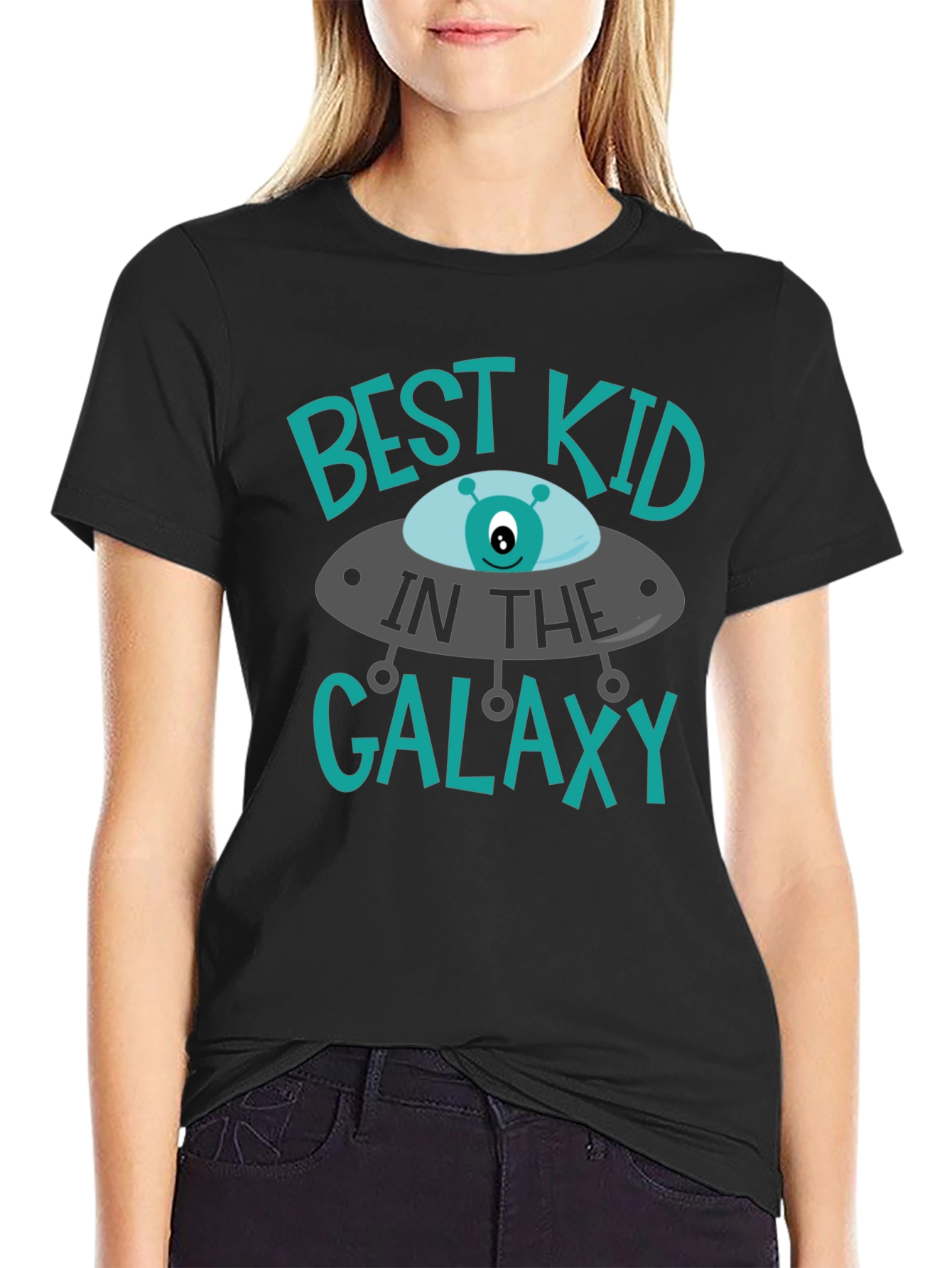 Black Best Kid in the Galaxy T-Shirt view 2