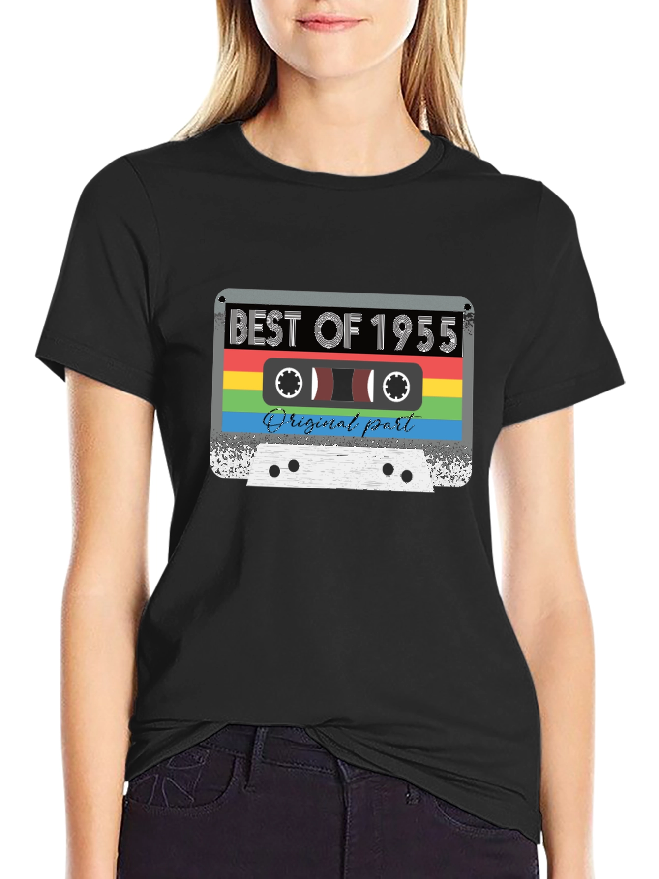 Black Best of 1955 Retro Cassette T-Shirt view 2