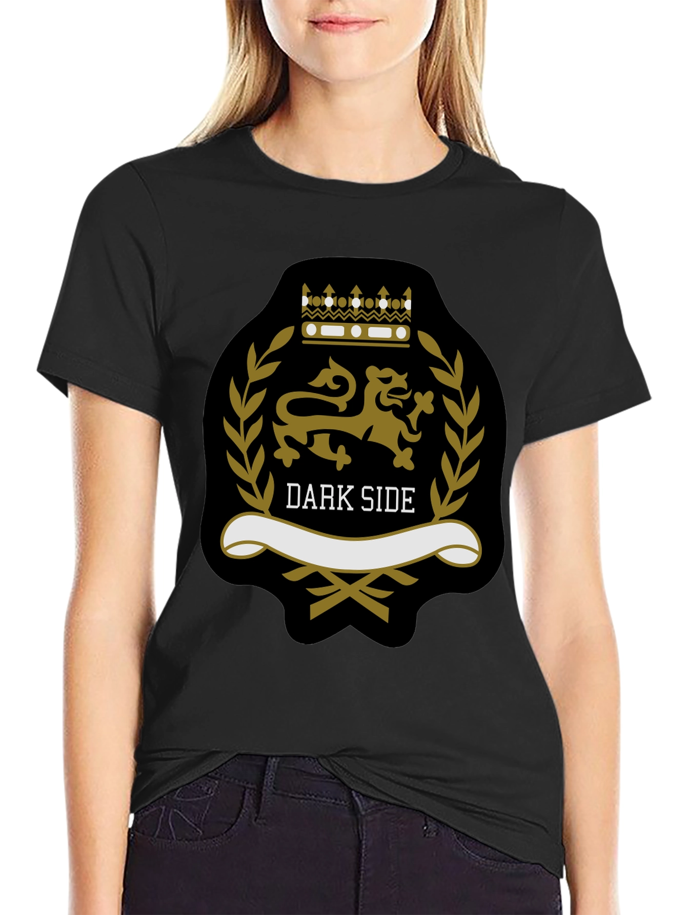 Black Dark Side Lion Crest Graphic Tee - Stylish Menswear view 2