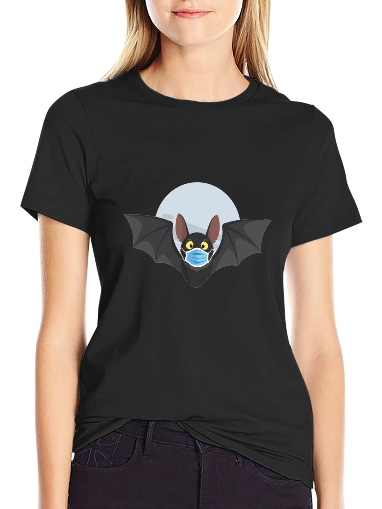 Black Masked Bat T-Shirt - Spooky Season Essential view 2