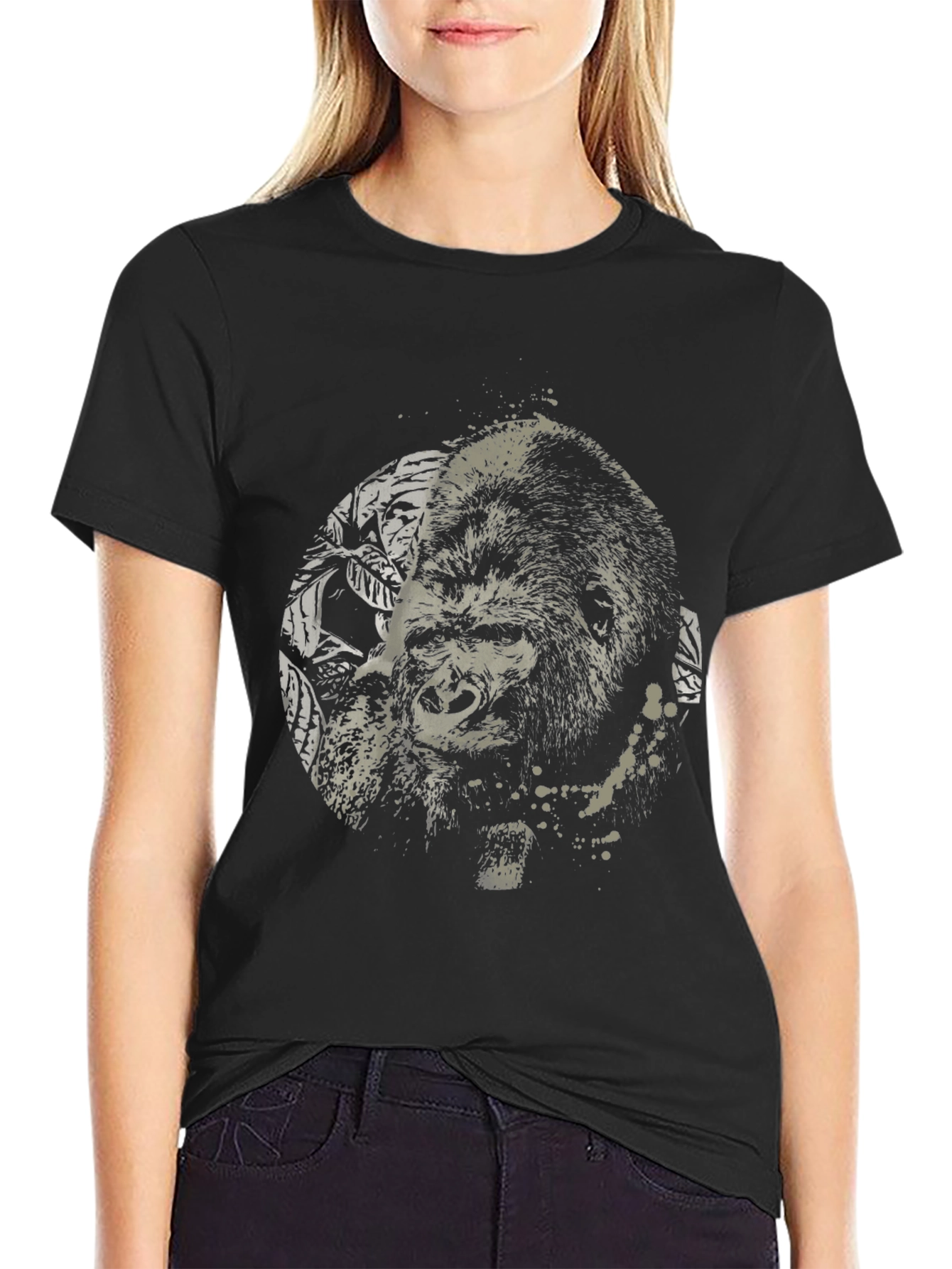 Black Gorilla Graphic Print Black T-Shirt view 2