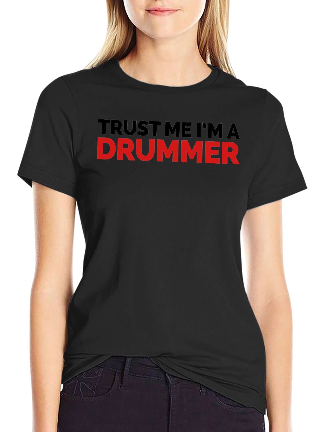 Black Trust Me I'm A Drummer Black T-Shirt view 2