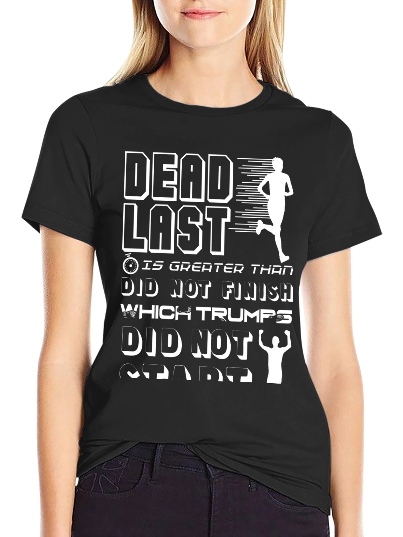 Black Dead Last T-Shirt Funny Running Shirt view 2