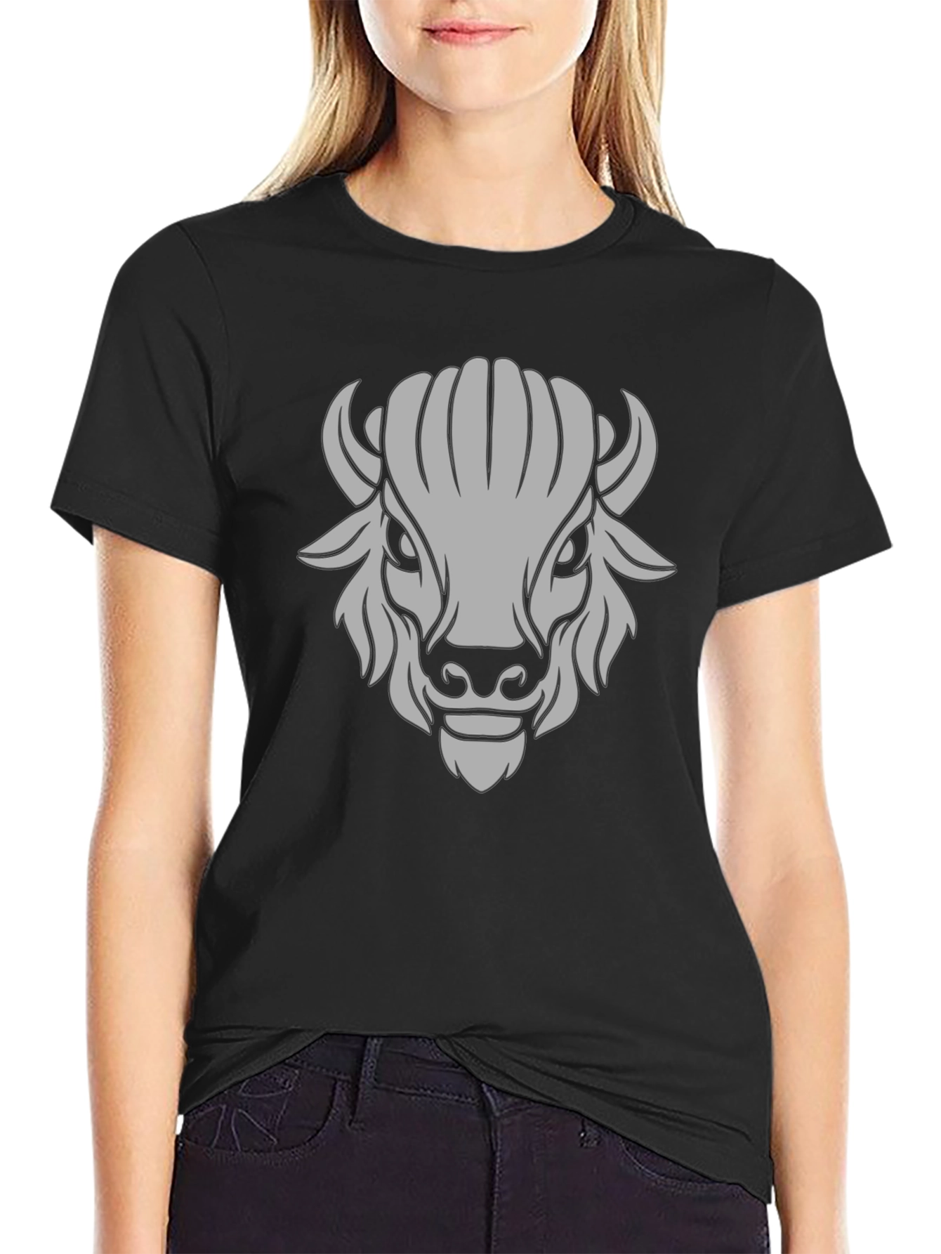 Black Buffalo Graphic Black T-Shirt - Bold Animal Design view 2