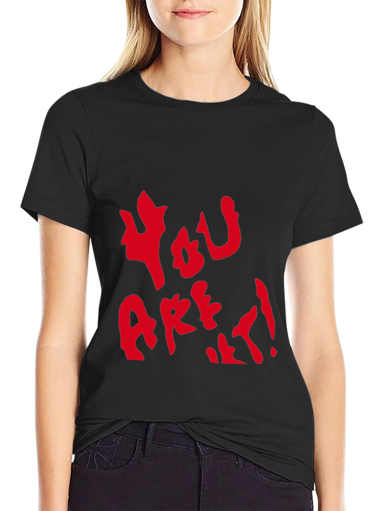 Black YOU ARE IT! Graphic Tee - Casual Black T-Shirt view 2
