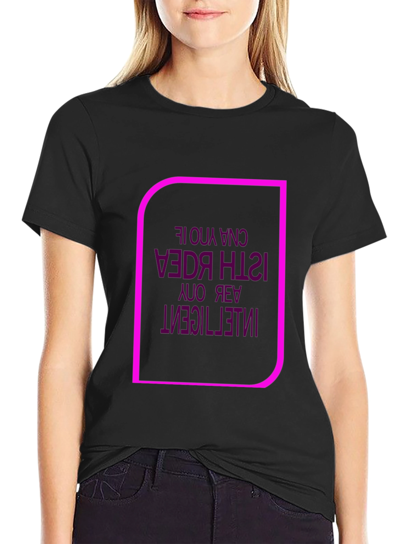 Black Unique Graphic Tee - Inverted Text Design view 2