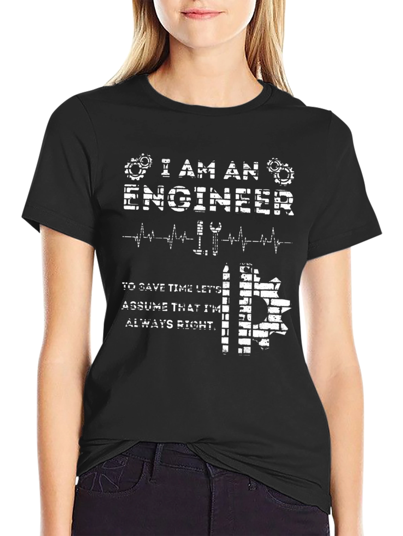 Black I Am An Engineer T-Shirt - Funny Engineering Gift view 2