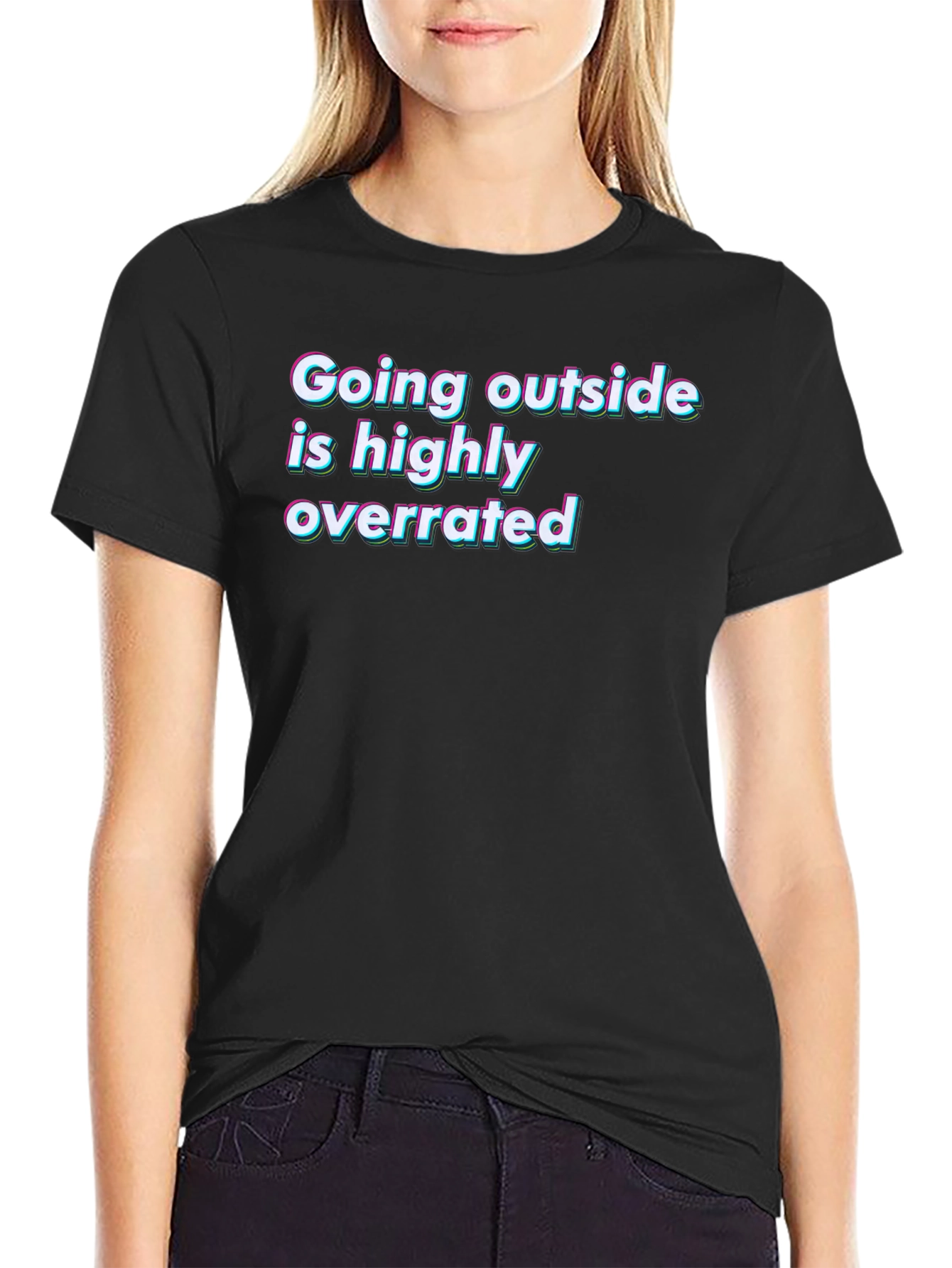 Black Funny "Going Outside" Graphic Tee view 2
