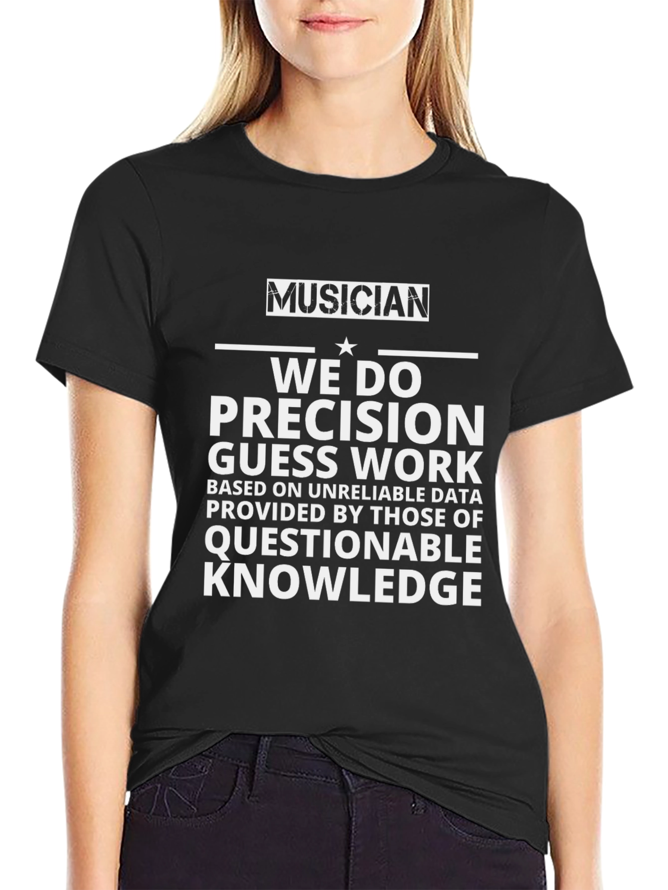 Black Musician Precision Guesswork Graphic T-Shirt view 2