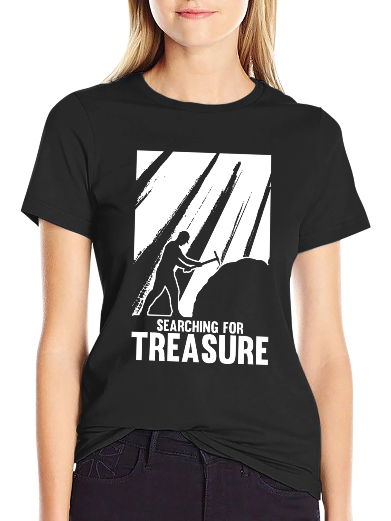 Black Searching for Treasure Graphic Tee - Black view 2