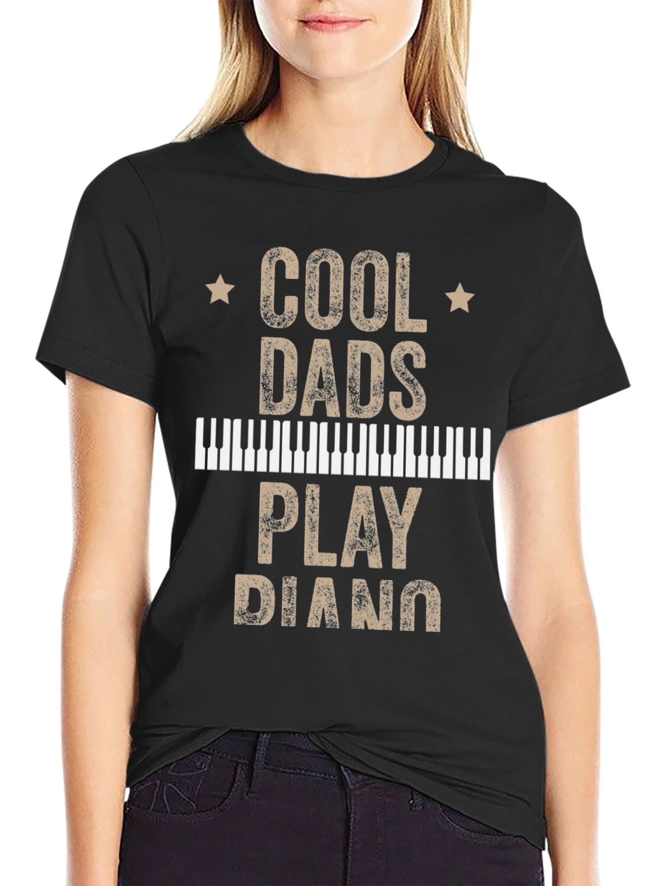 Black Cool Dads Play Piano T-Shirt view 2