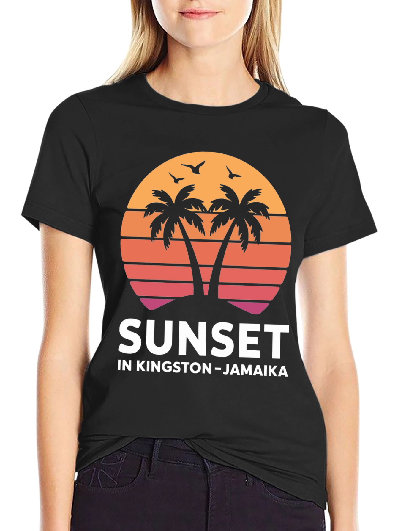Black Sunset in Kingston Jamaica T-Shirt view 2