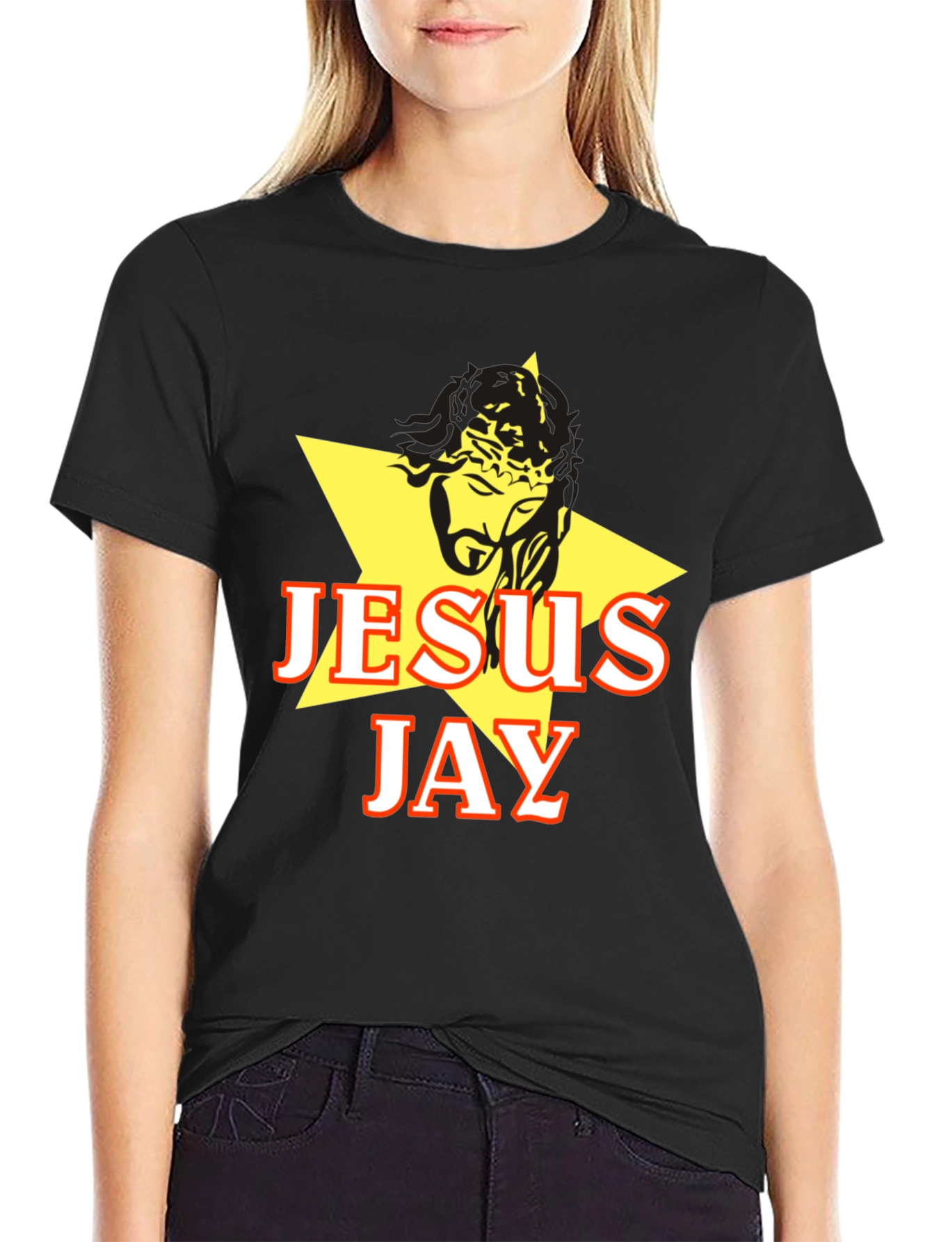 Black Jesus Jay Graphic T-Shirt - Black Cotton Blend view 2