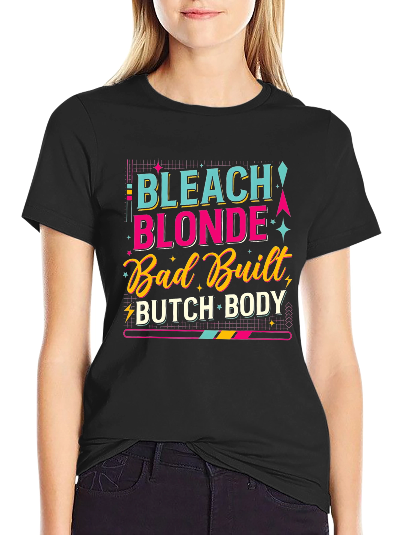 Black Bleach Blonde Bad Built Butch Body T-Shirt view 2
