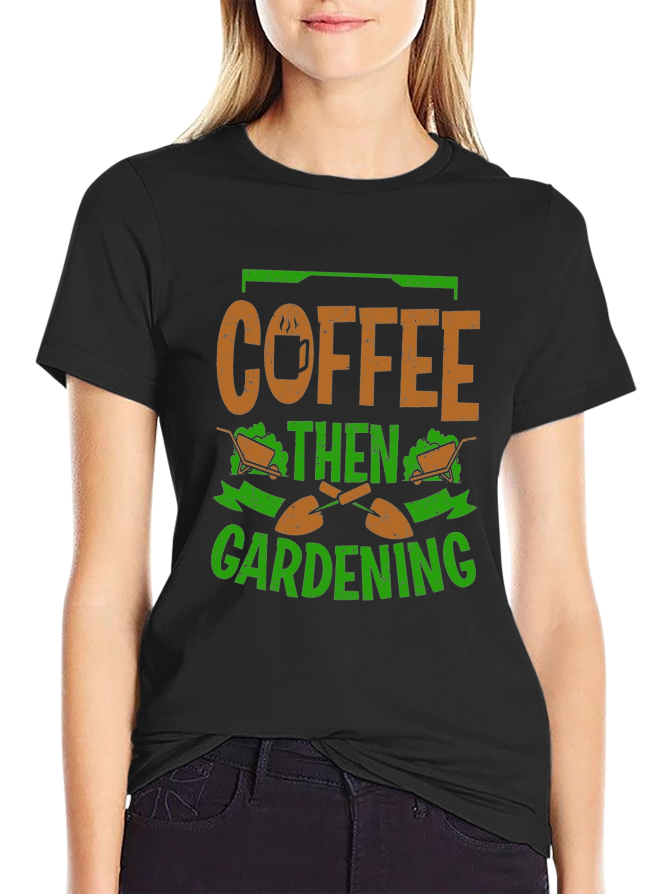 Black Coffee Then Gardening Graphic T-Shirt view 2