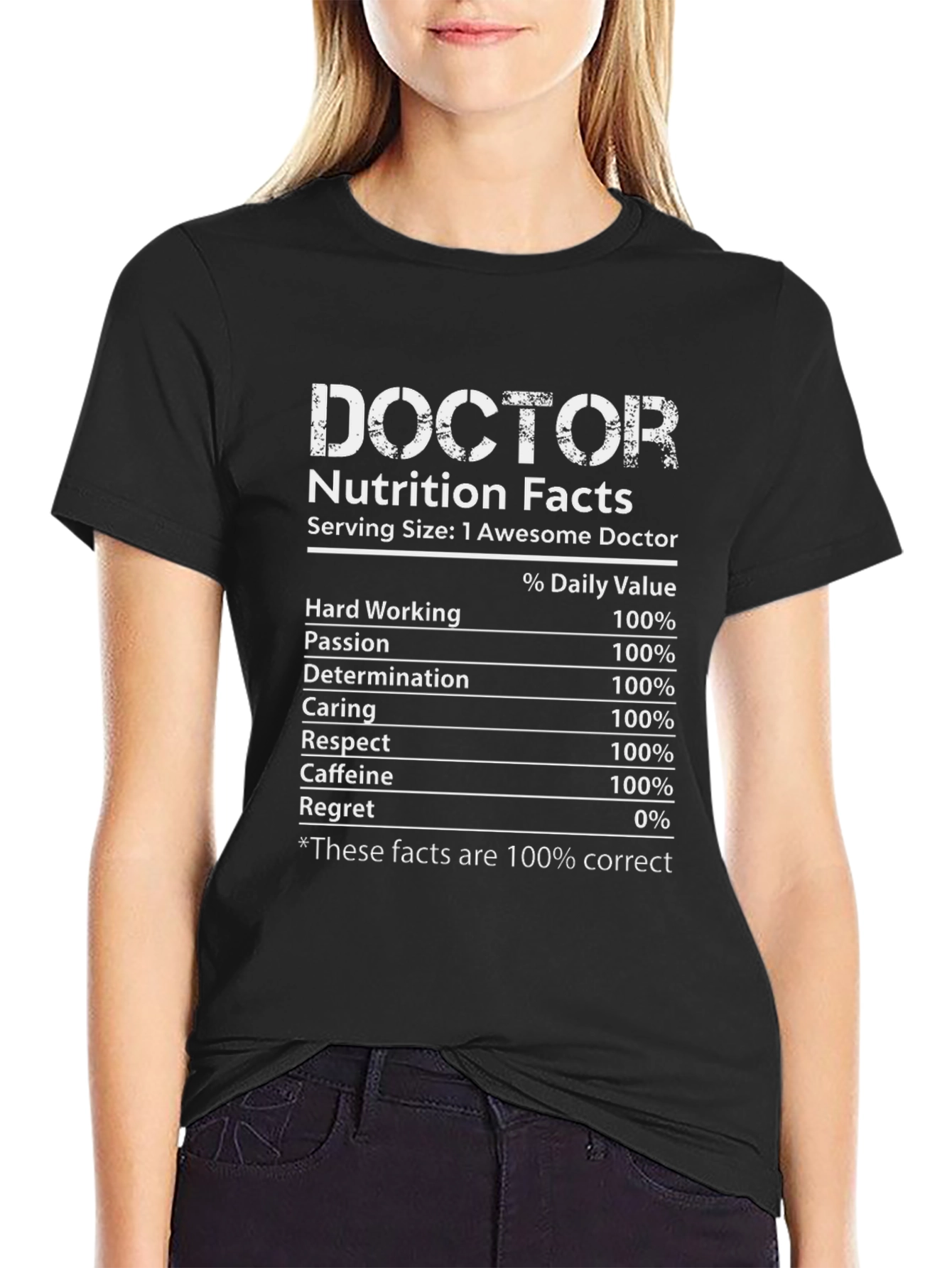 Black Doctor Nutrition Facts T-Shirt, Funny Gift view 2