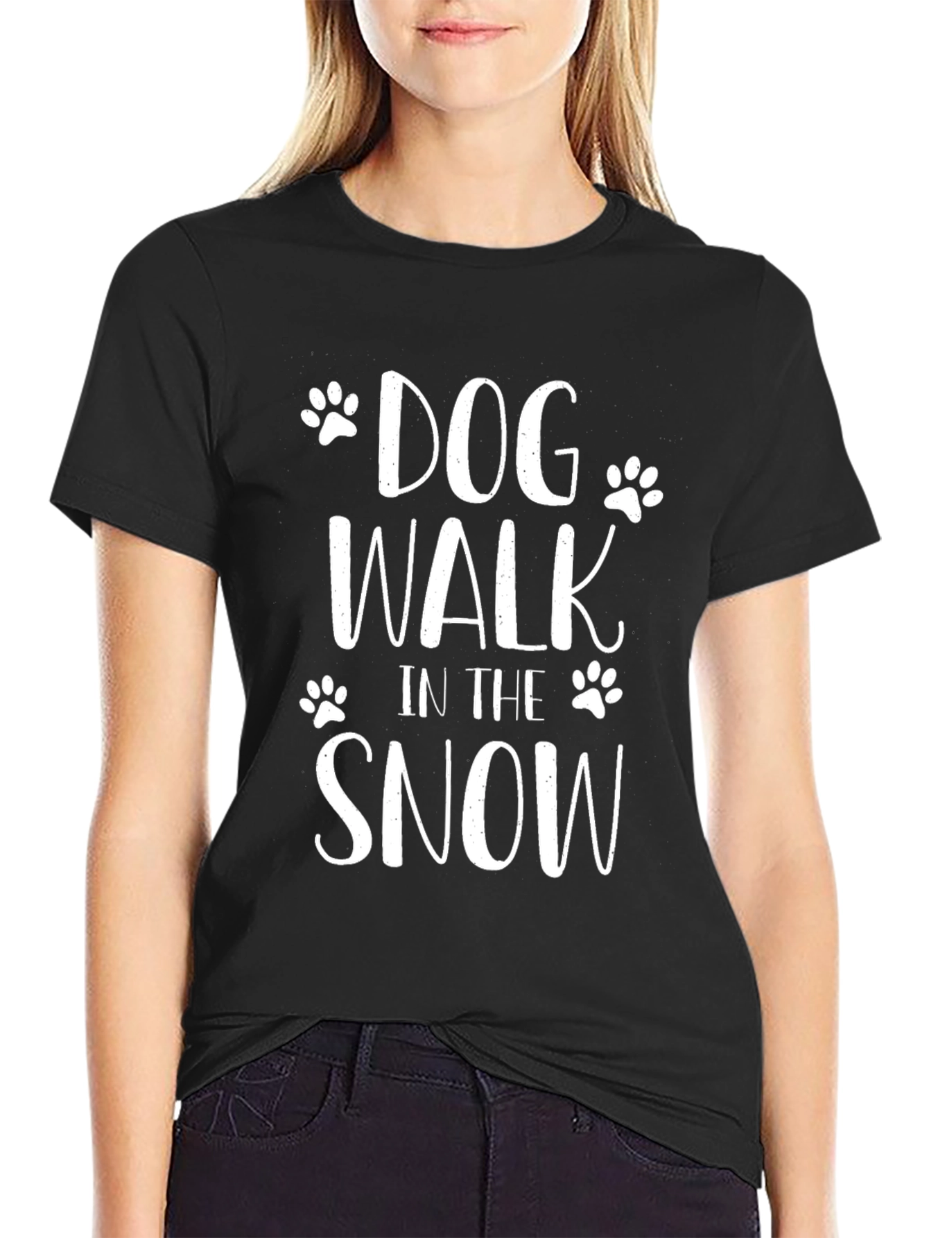Black Dog Walk in the Snow Graphic Tee view 2