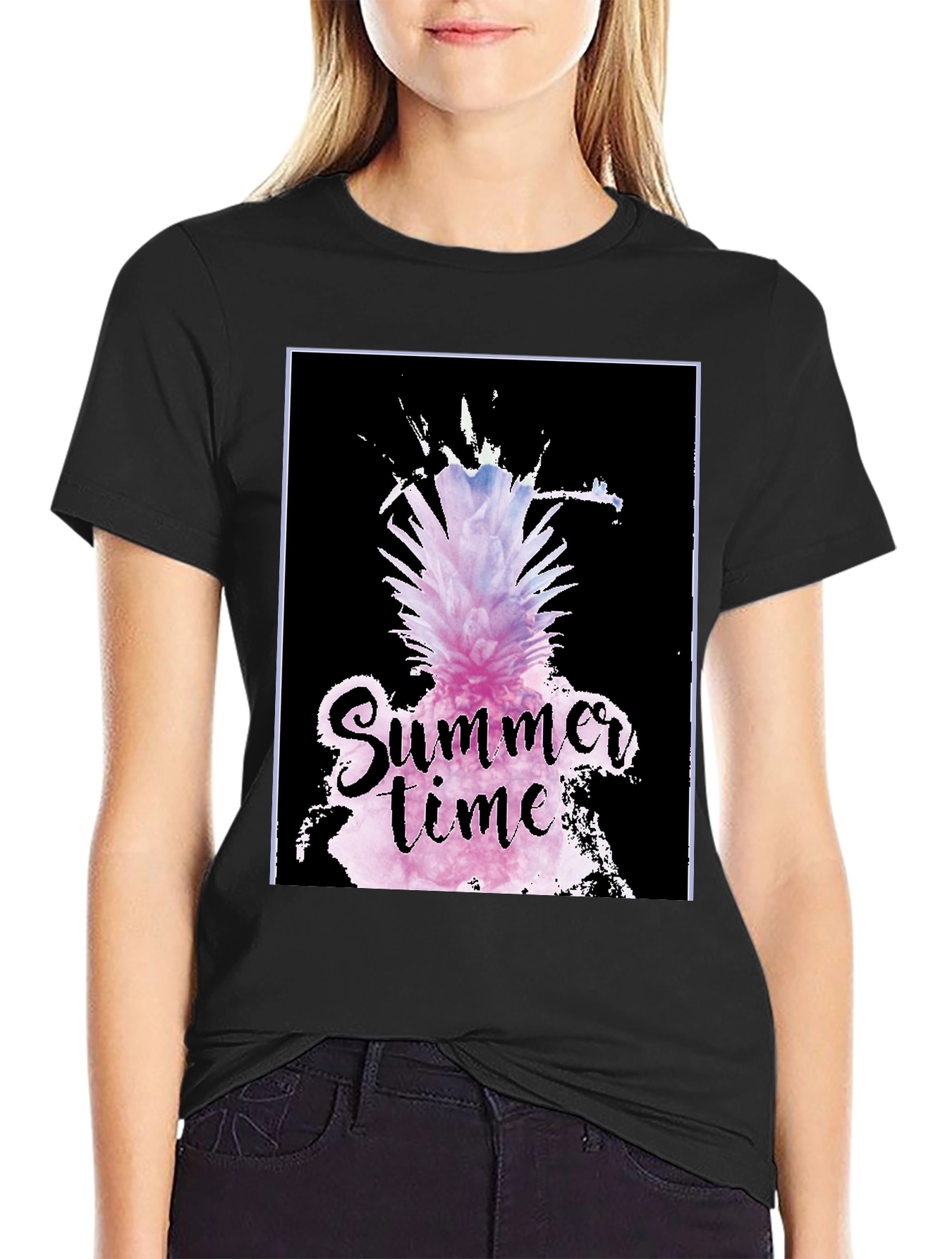 Black Summer Time Pineapple Graphic Tee view 2