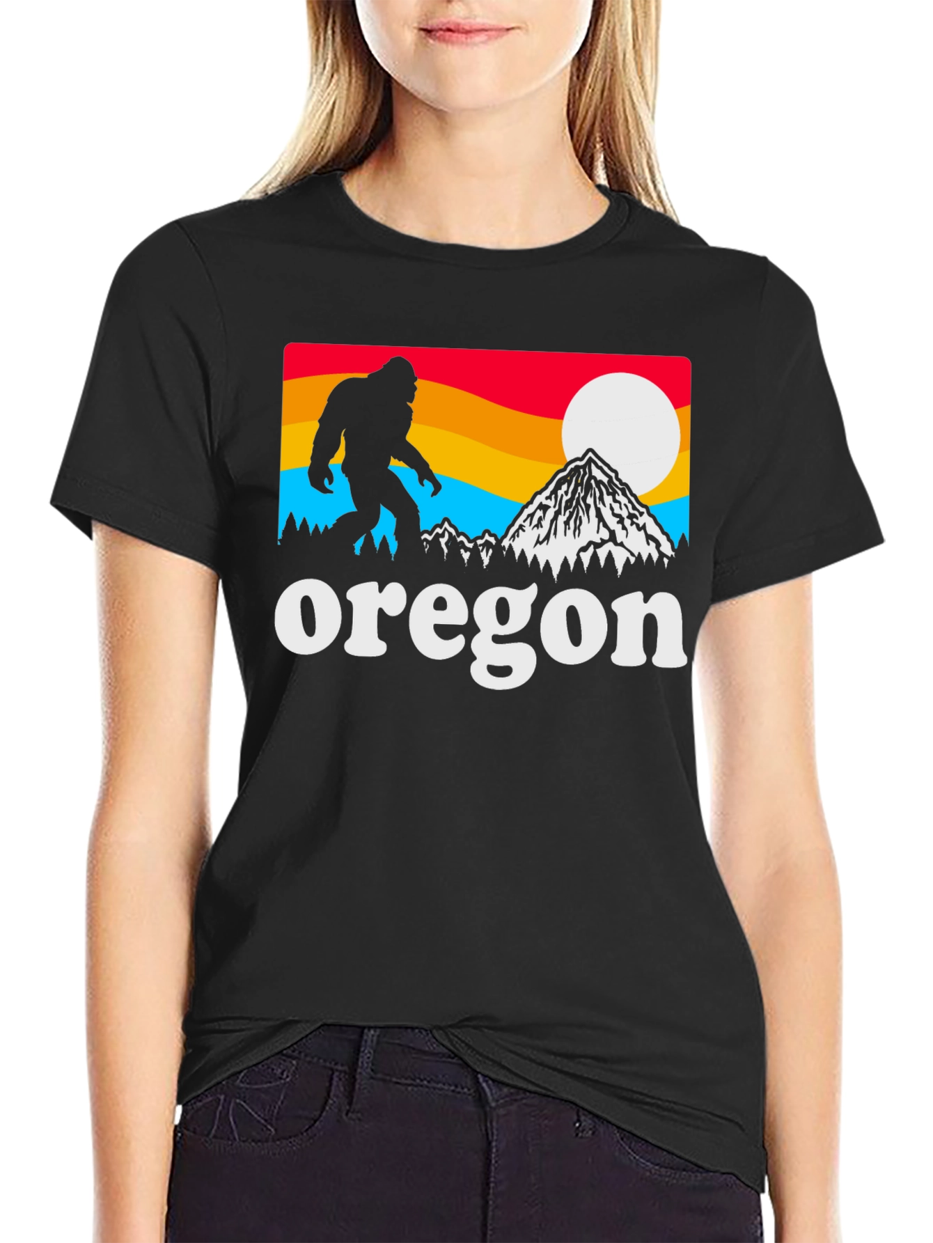 Black Oregon Bigfoot Graphic Tee - Black view 2