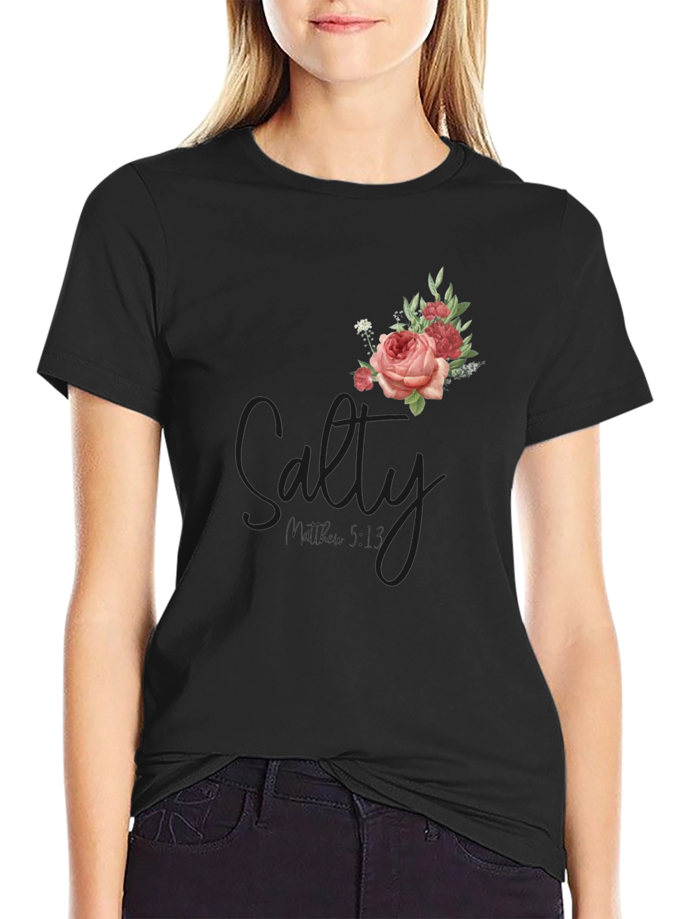 Black Floral Salty Graphic T-Shirt view 2