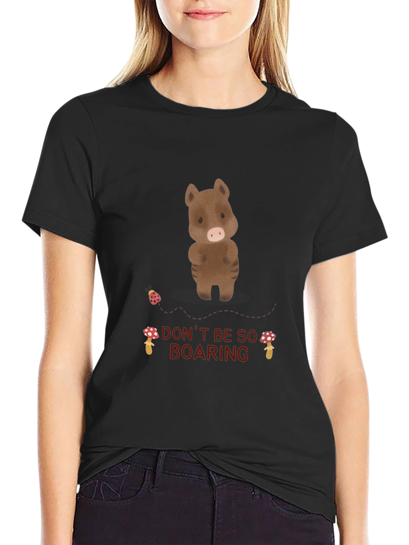 Black Funny Boar T-Shirt - Don't Be So Boaring! view 2