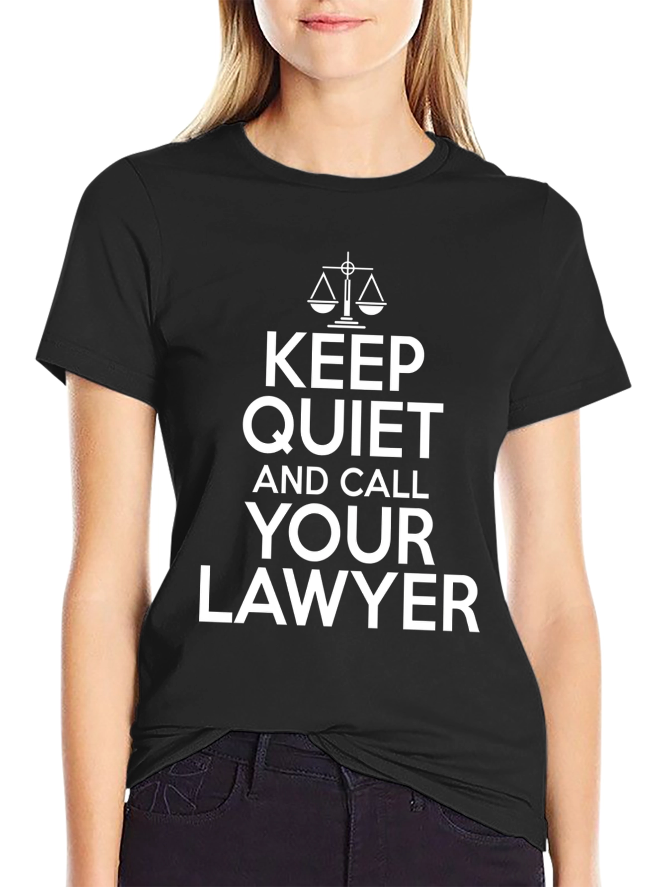 Black Keep Quiet and Call Your Lawyer Black T-Shirt view 2