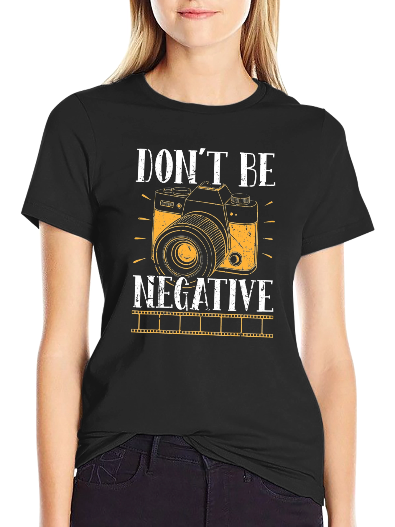 Black Don't Be Negative Camera Graphic Tee view 2