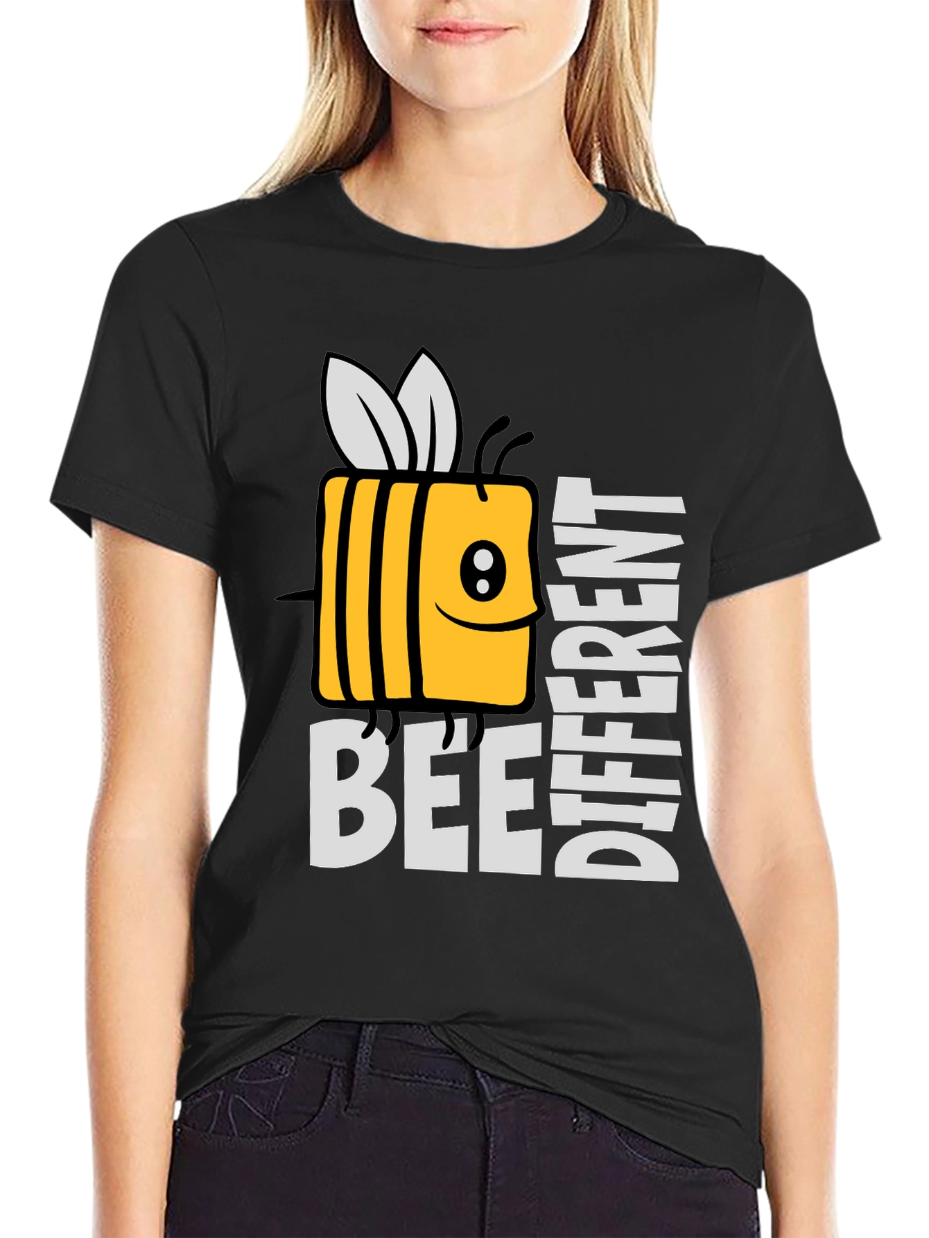 Black Bee Different Graphic Tee - Novelty Humor T-Shirt view 2