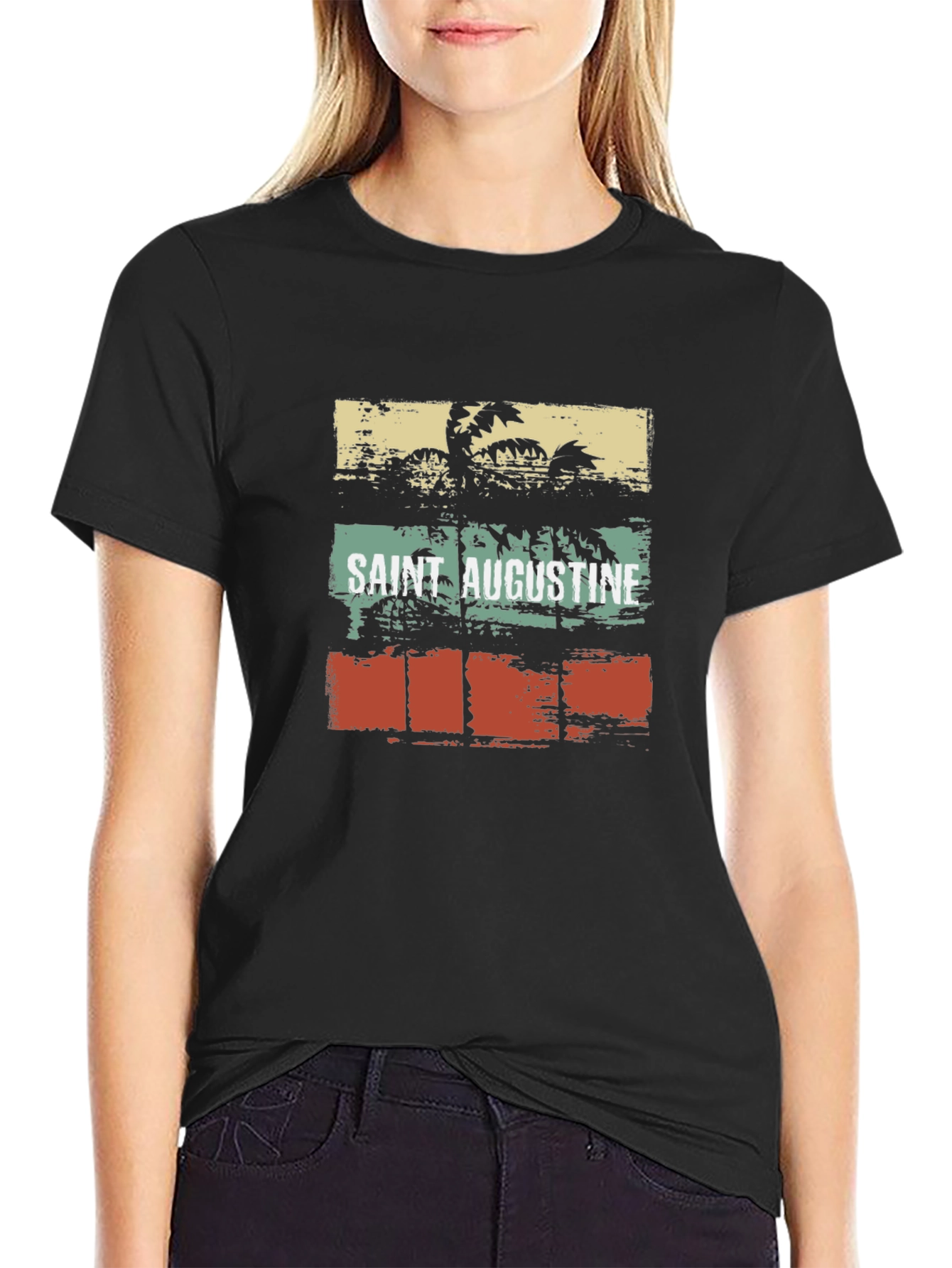 Black Saint Augustine Palm Tree Graphic Tee view 2