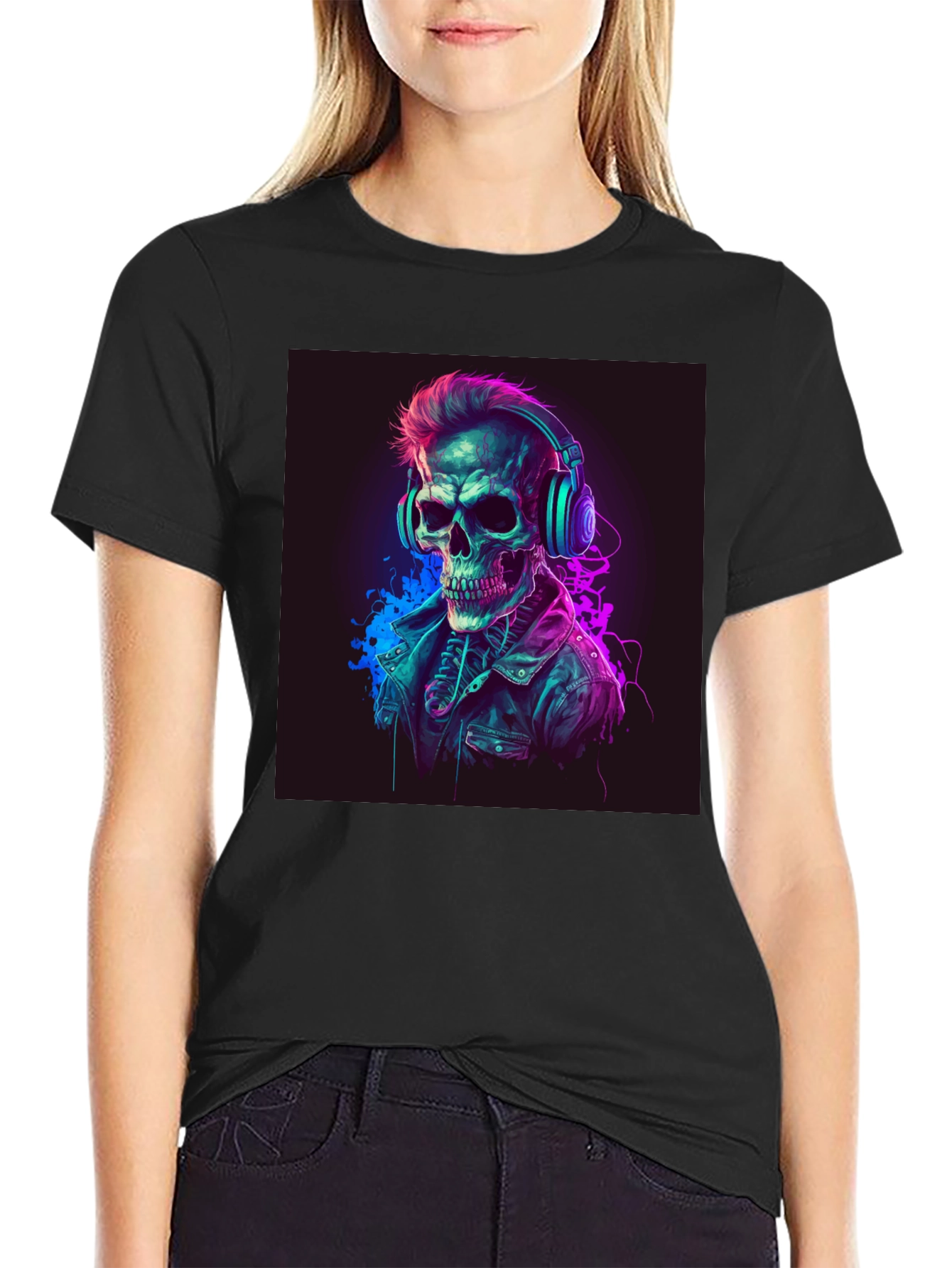 Black Skull DJ Graphic Tee - Cool Edgy Design view 2