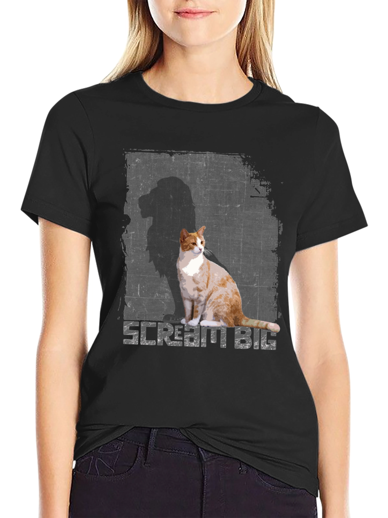 Black Scream Big Cat T-Shirt - Stylish Graphic Tee view 2