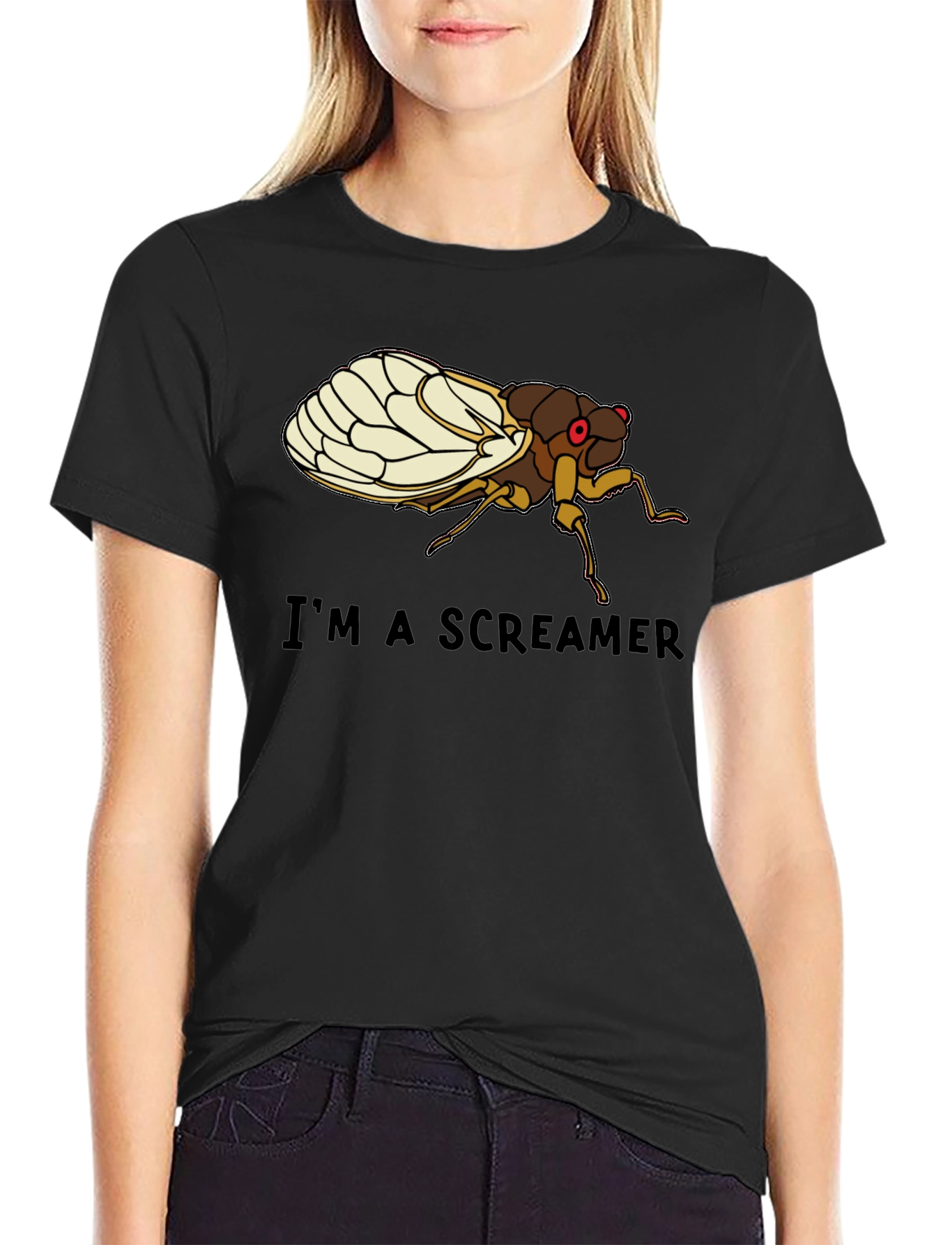 Black I'm a Screamer Cicada T-Shirt view 2