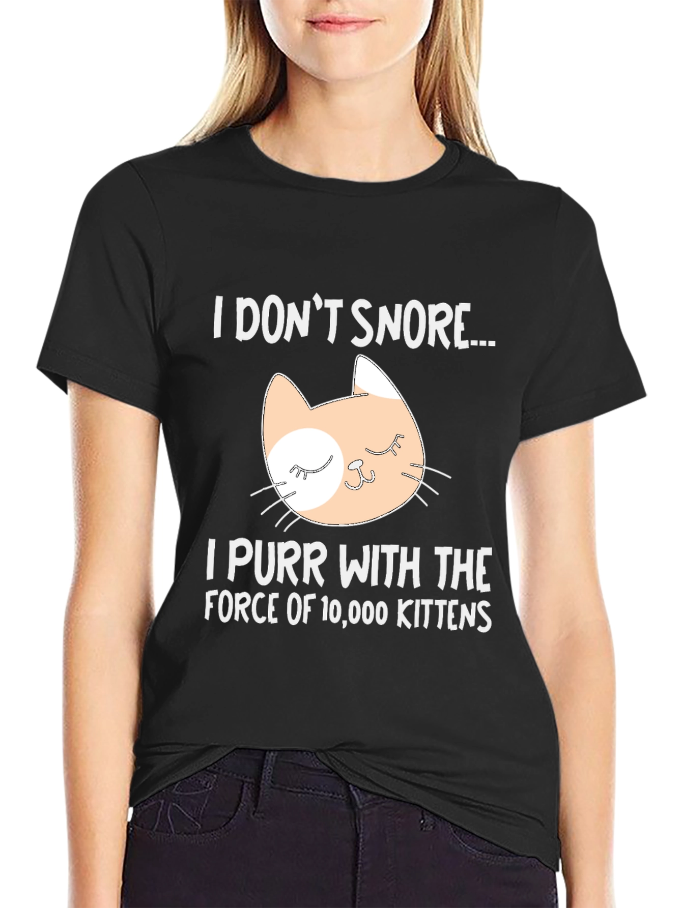 Black I Don't Snore Cat T-Shirt - Purr Power! view 2