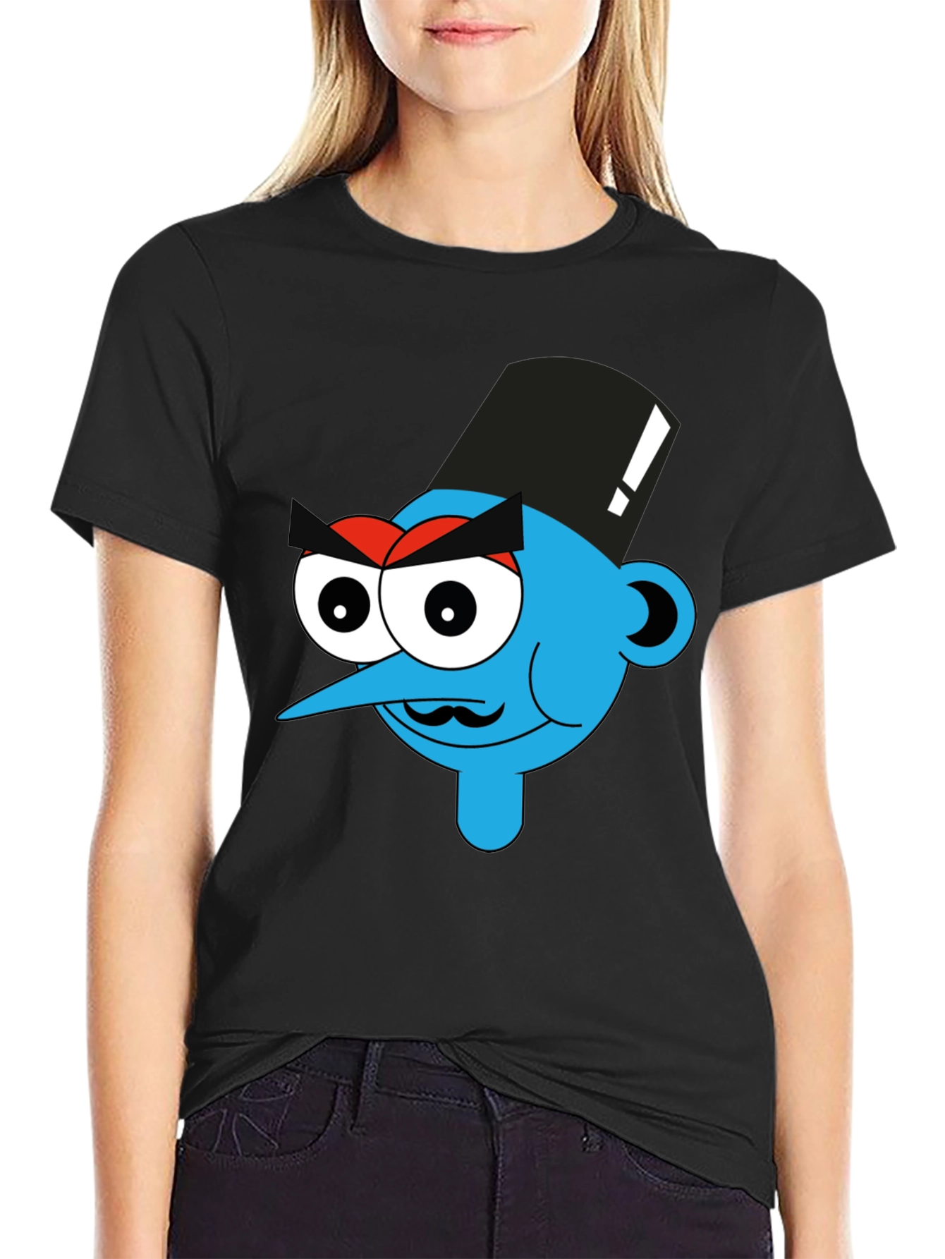 Black Cartoon Character Graphic Black T-Shirt view 2